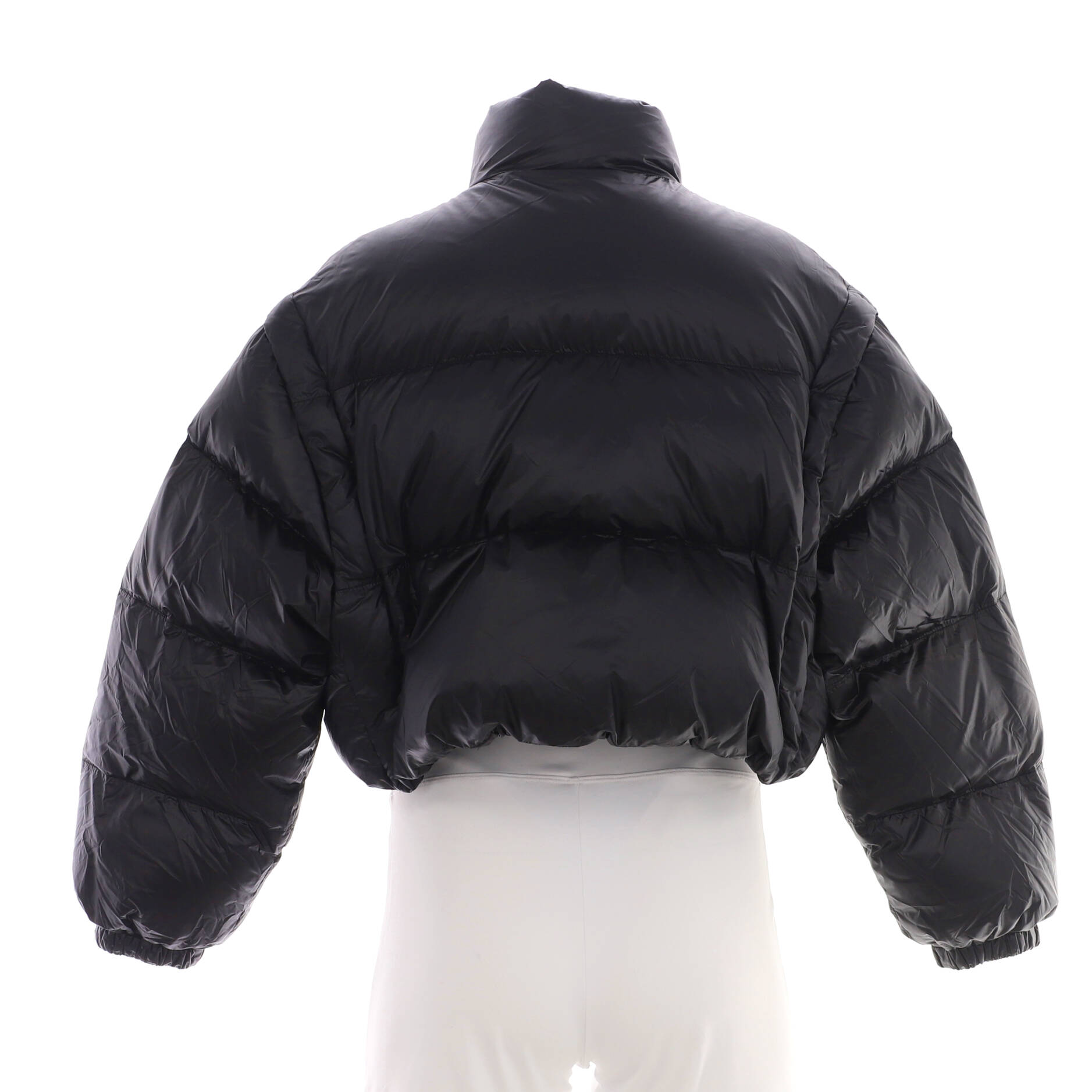 Women's Convertible Cropped Puffer Jacket Quilted Polyamide with Down