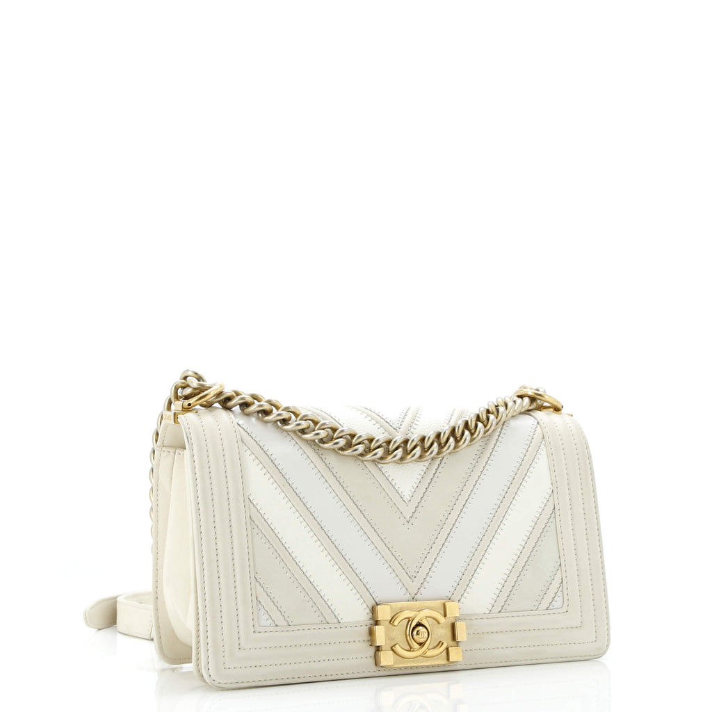Boy Flap Bag Chevron Caviar and Calfskin Old Medium