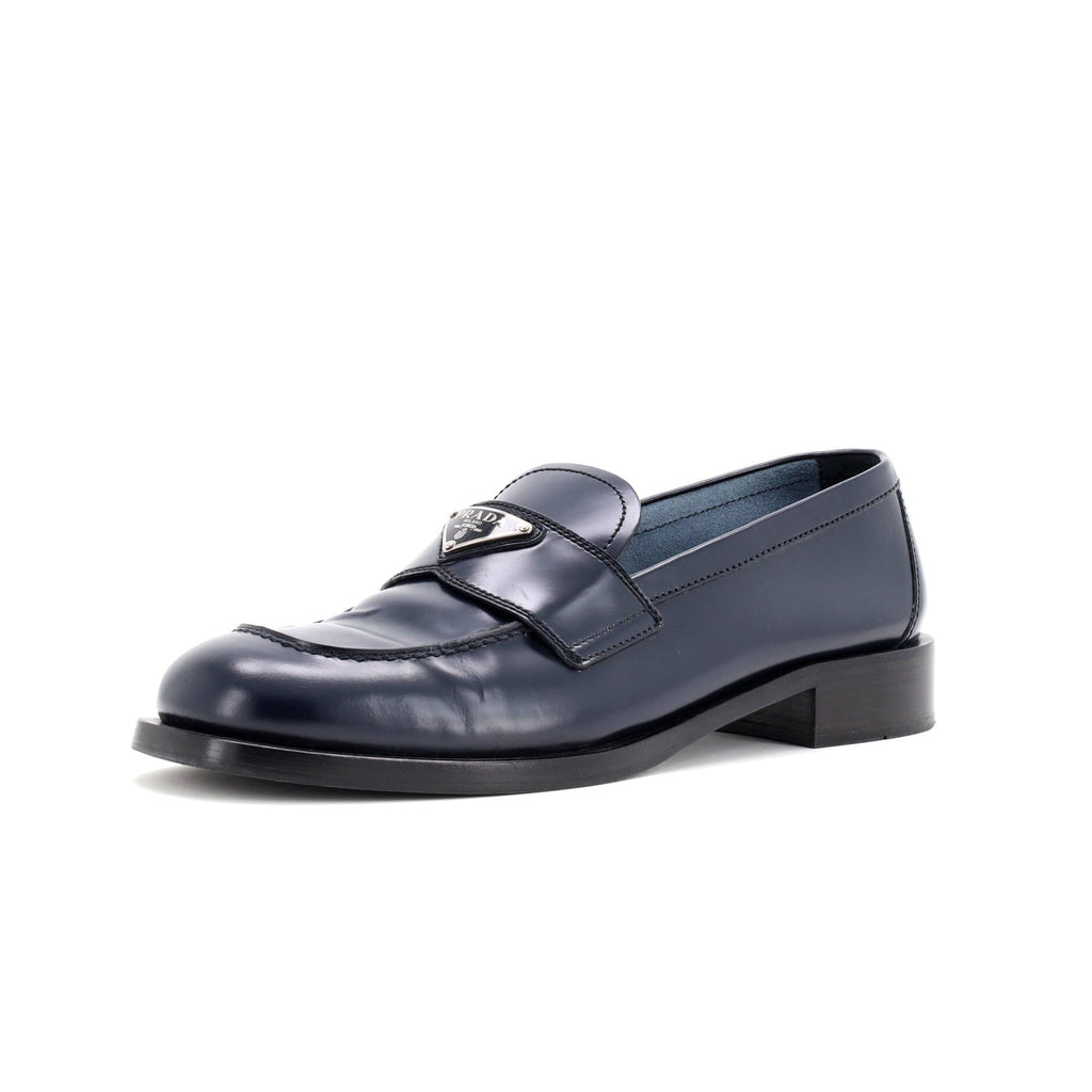 Women's Triangle Logo Loafers Spazzolato Leather