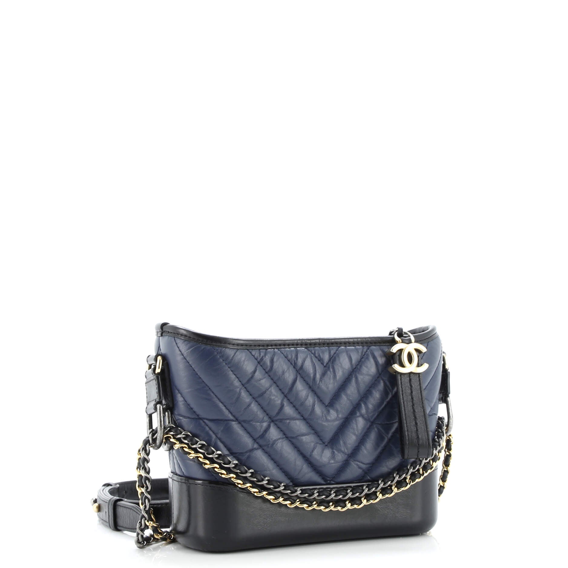 Gabrielle Hobo Chevron Aged Calfskin Small