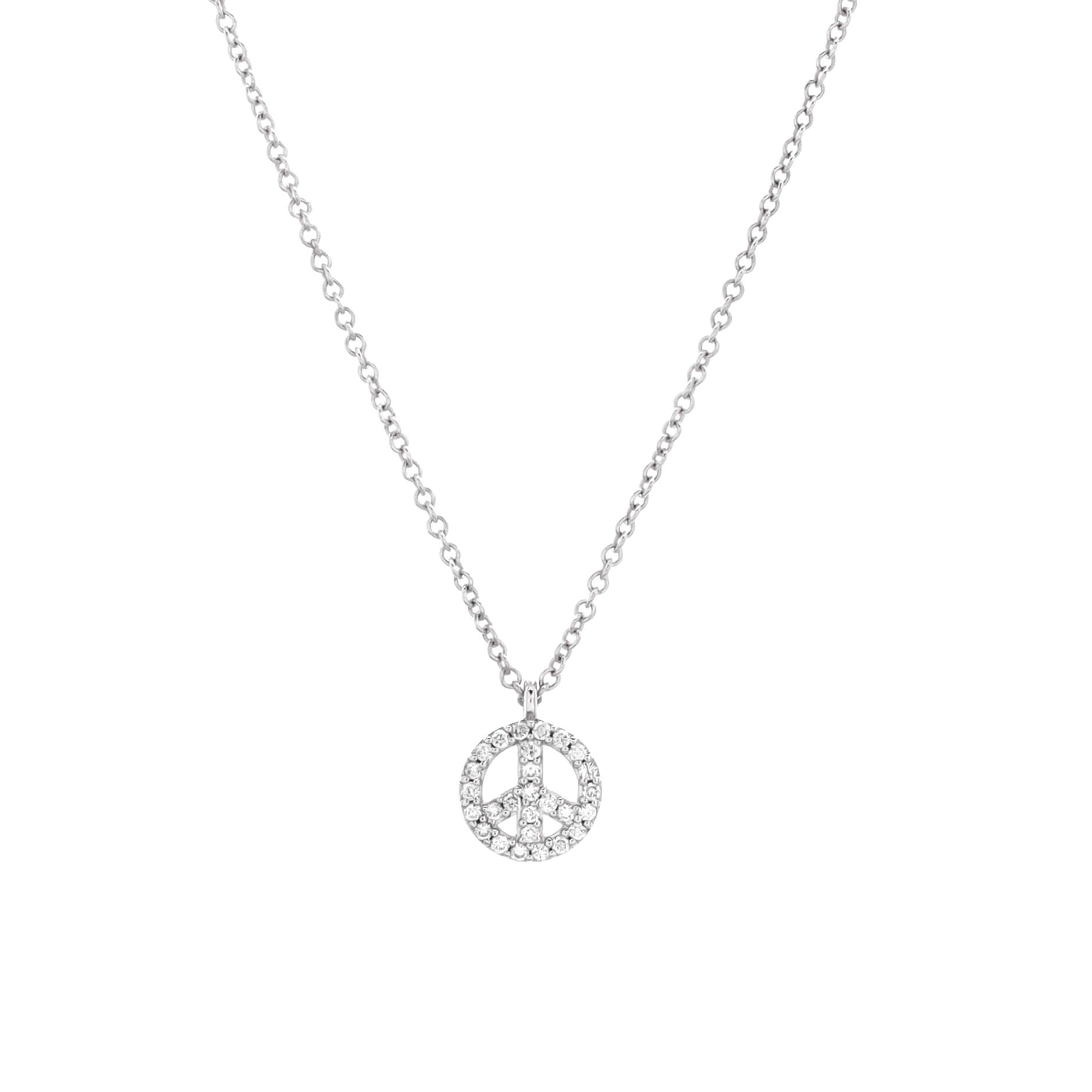 Metro Peace Pendant Necklace 18K White Gold with Diamonds Mini