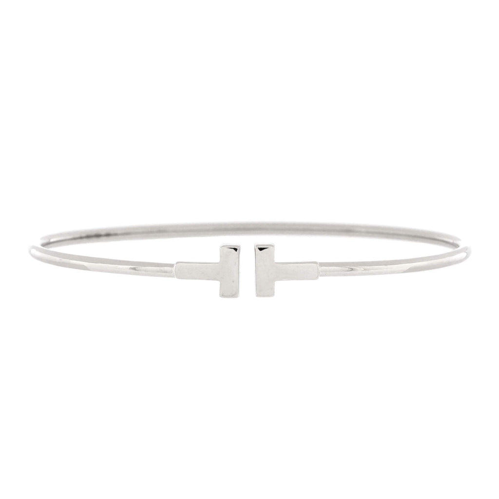 T Wire Bracelet 18K White Gold Narrow