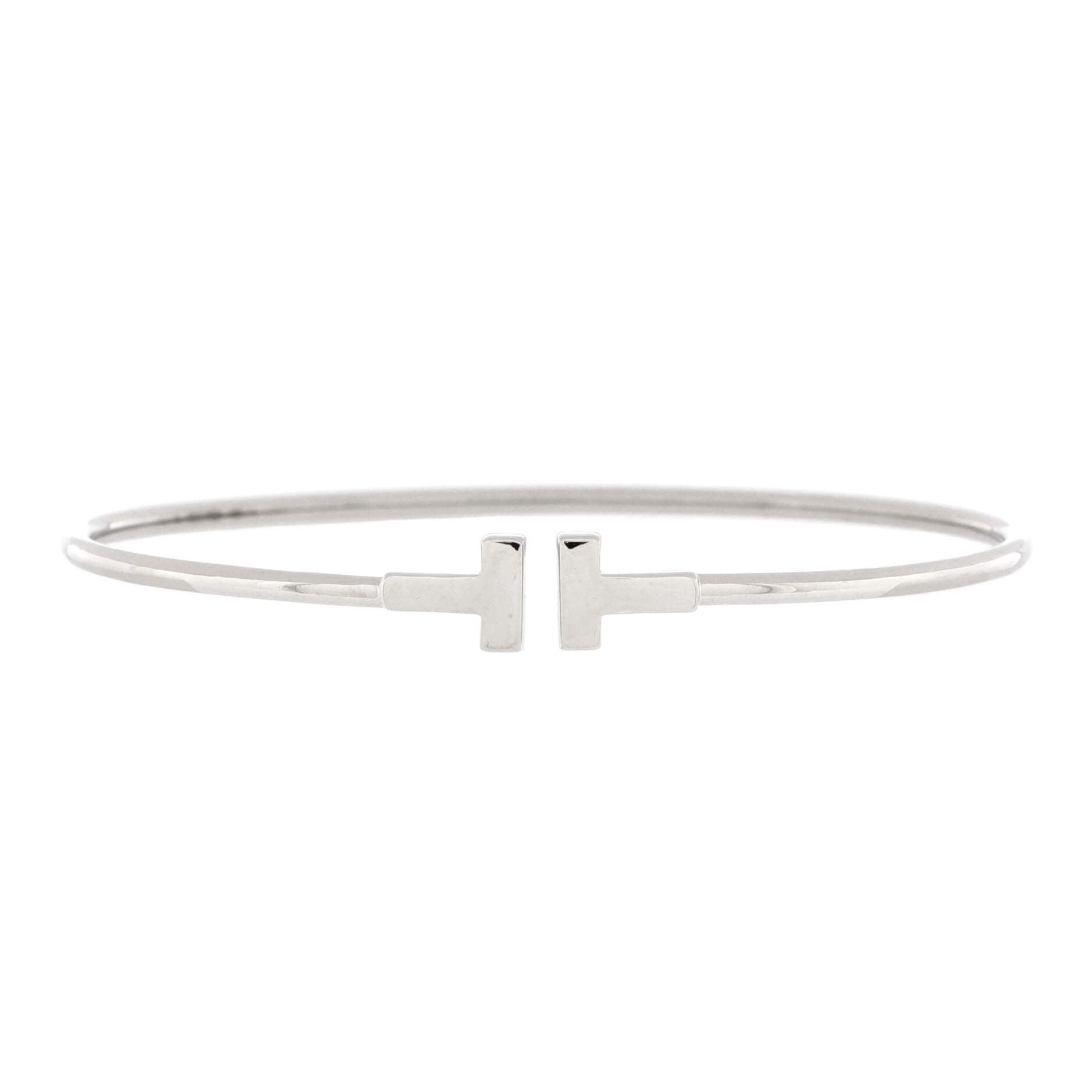 T Wire Bracelet 18K White Gold Narrow