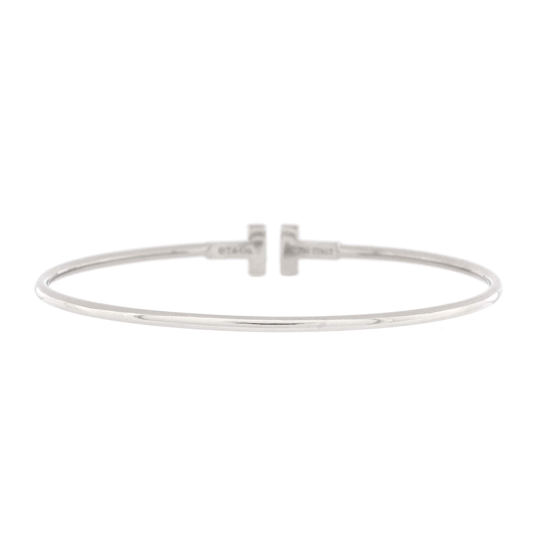 T Wire Bracelet 18K White Gold Narrow