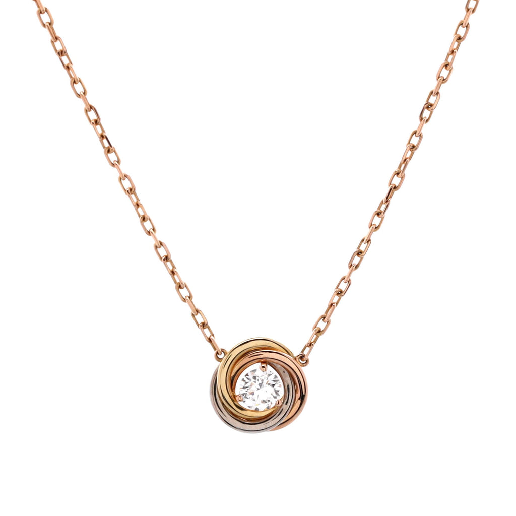 Trinity Diamond Pendant Necklace 18K Tricolor Gold and Diamond