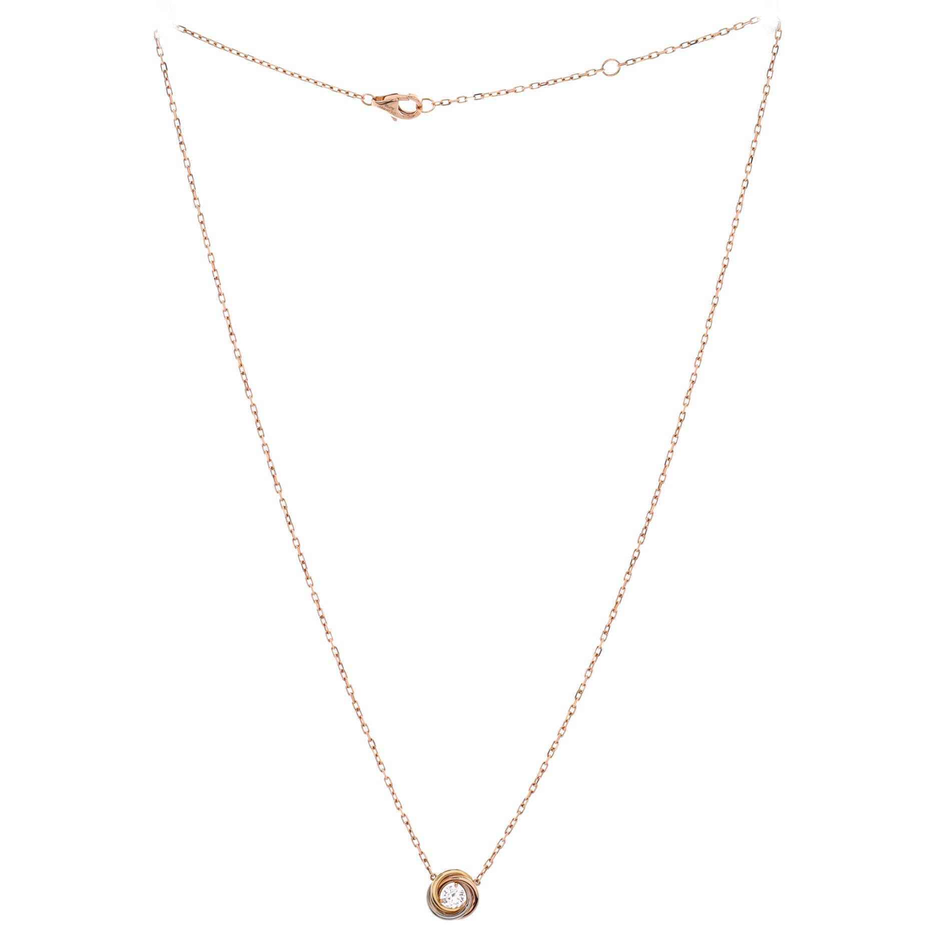 Trinity Diamond Pendant Necklace 18K Tricolor Gold and Diamond