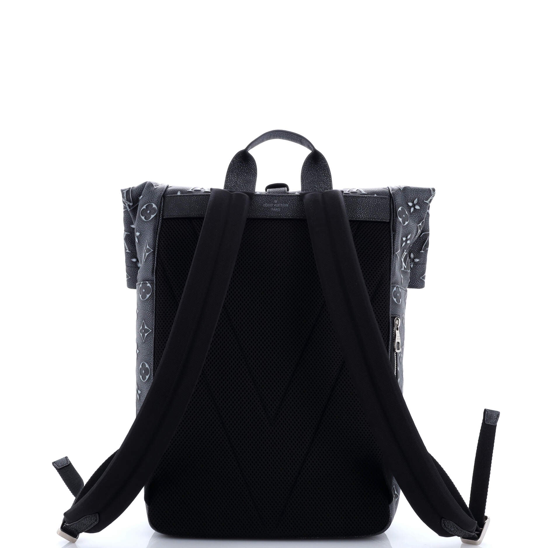 Roll Top Backpack Faded Monogram Debossed Leather