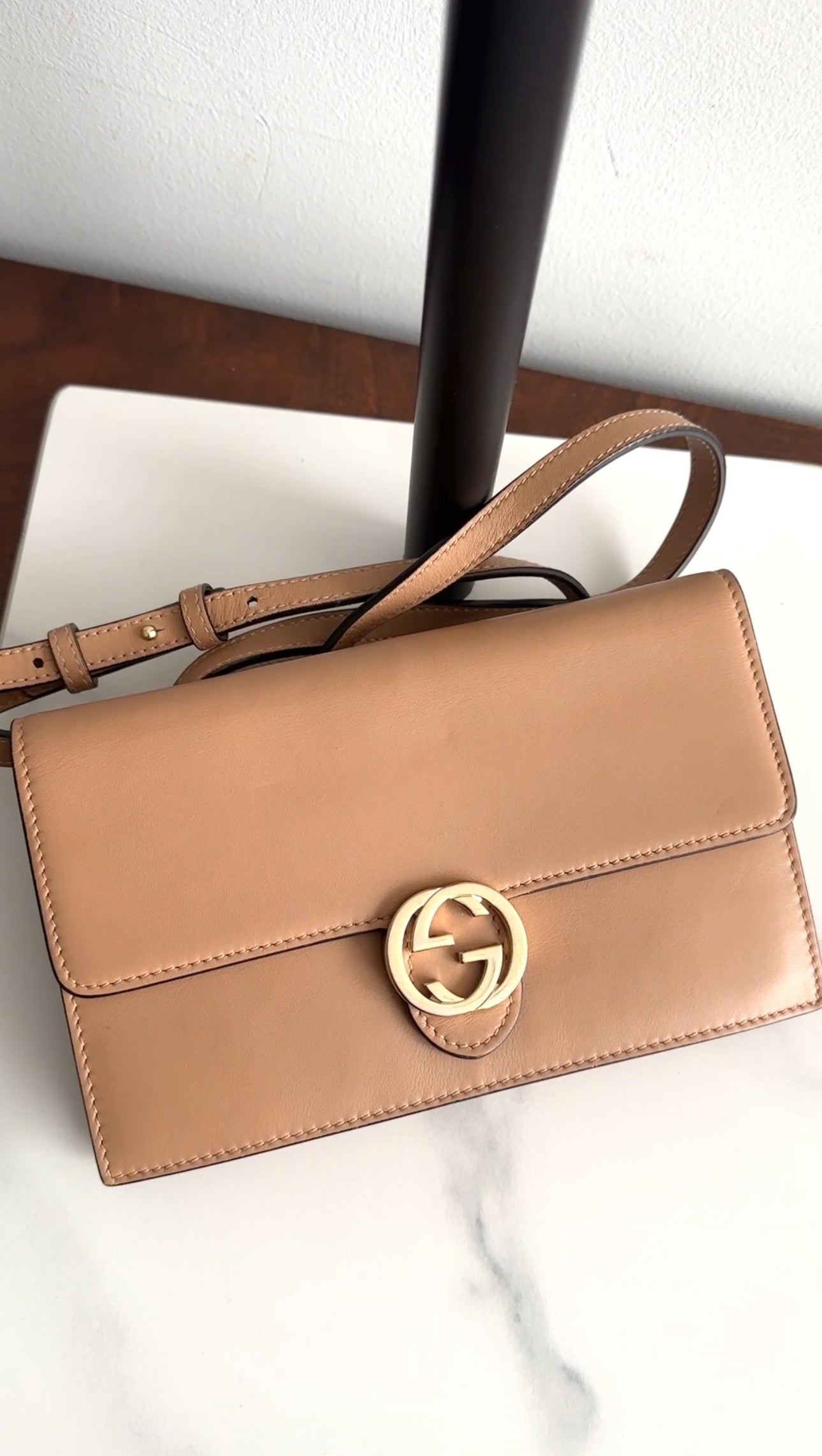 Gucci Beige Interlocking GG Crossbody Wallet on Strap