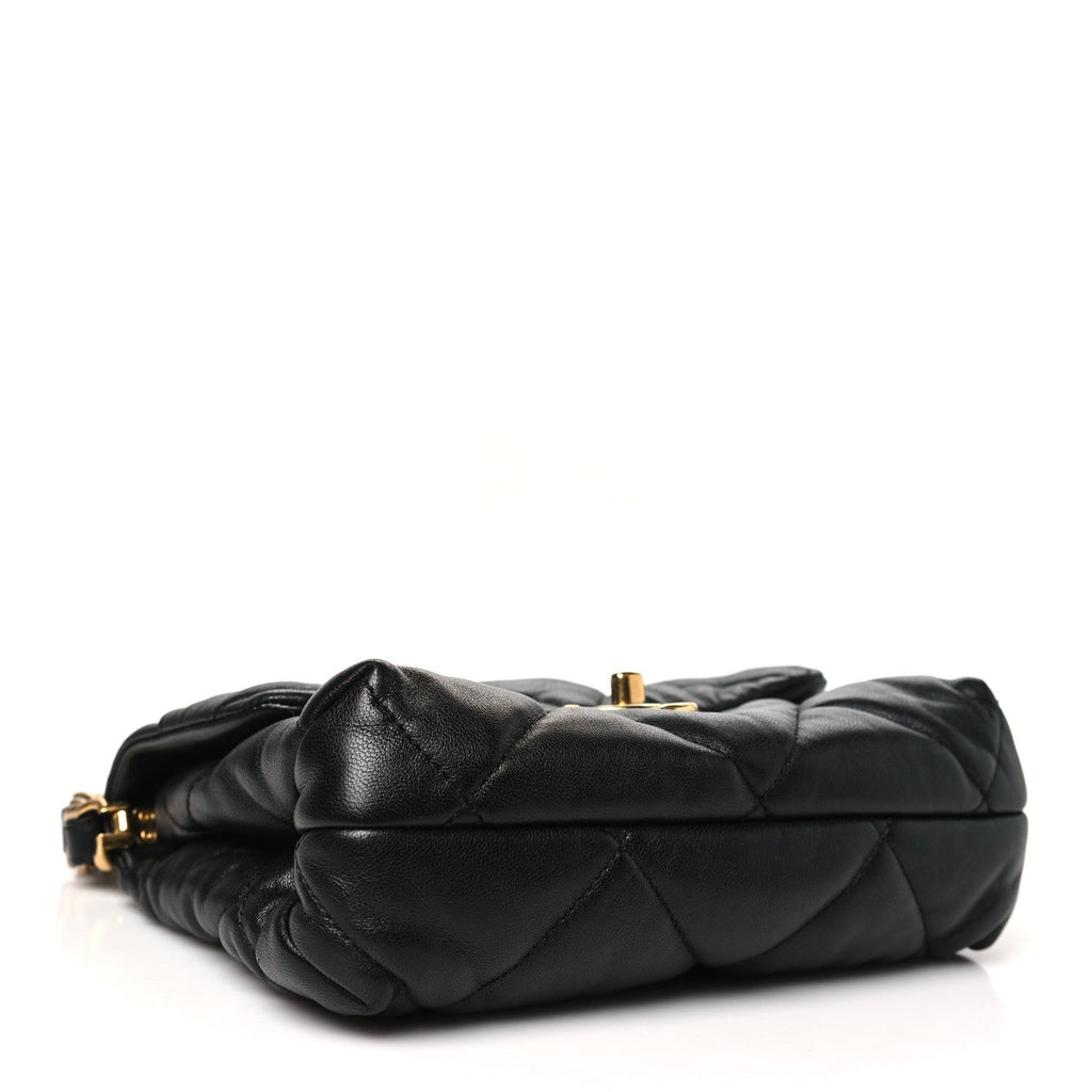 Lambskin Quilted Small Chain Top Handle Flap Black