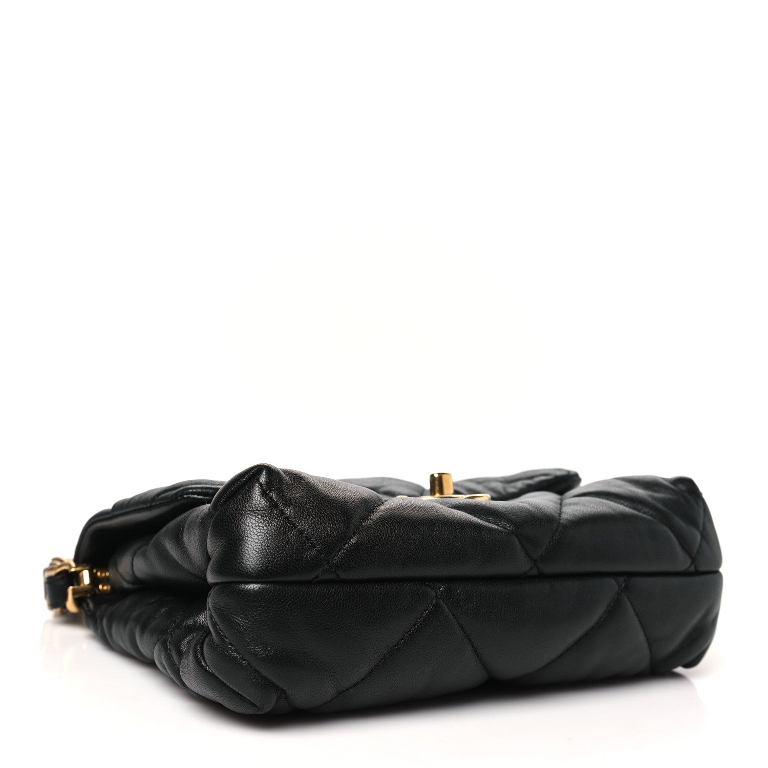 Lambskin Quilted Small Chain Top Handle Flap Black
