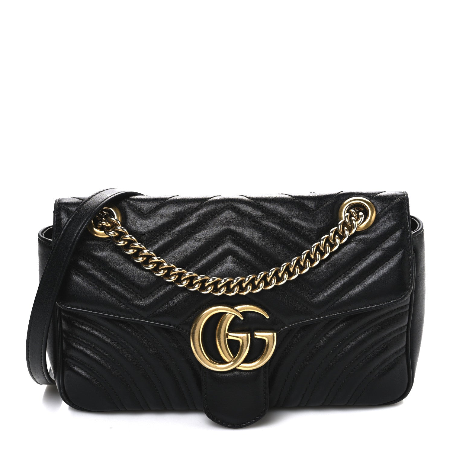 Calfskin Matelasse Small GG Marmont Shoulder Bag Black