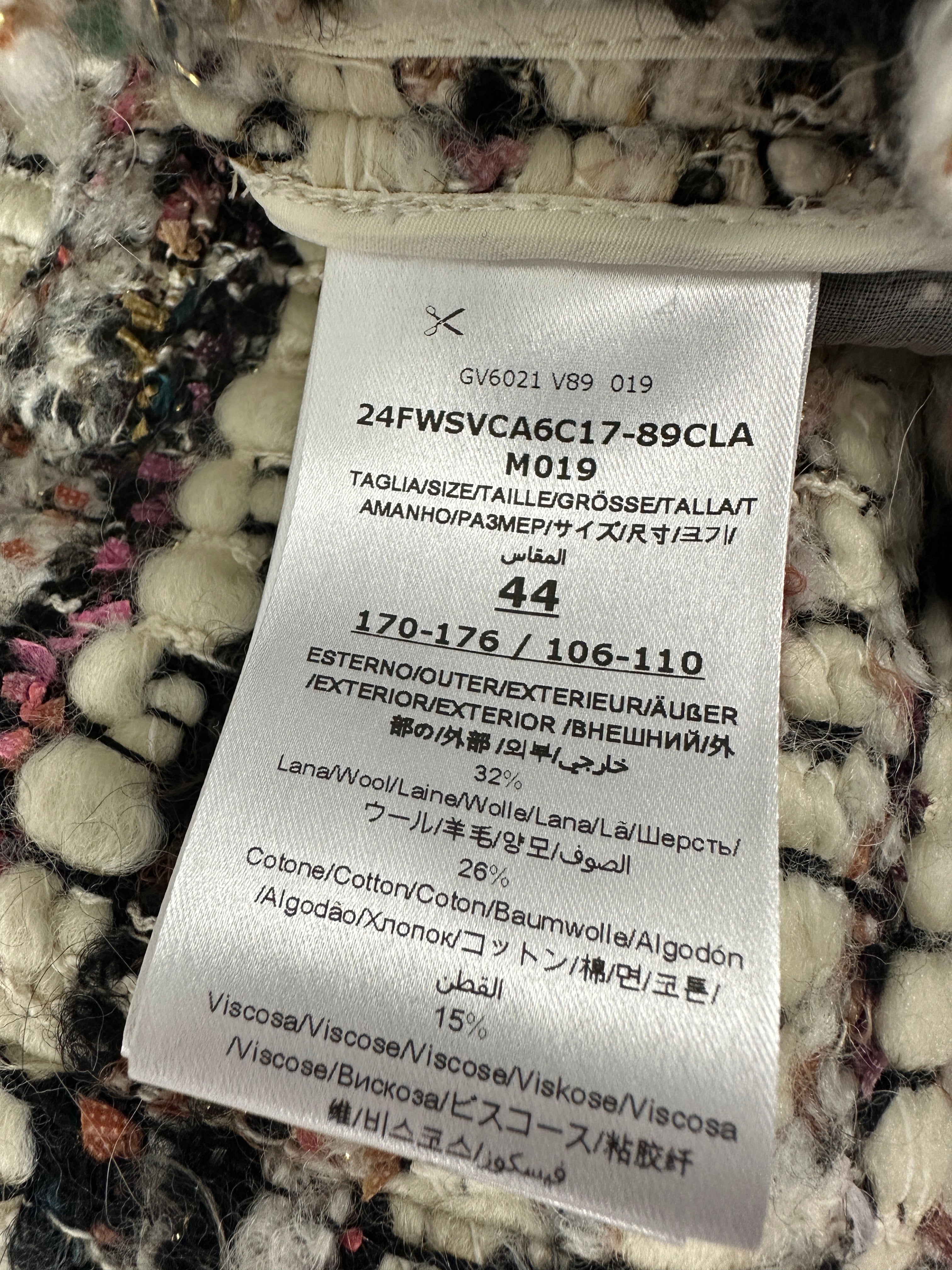 Giambattista Valli Ivory Black Pink Thick Tweed Jacket - IT44 / USA 8