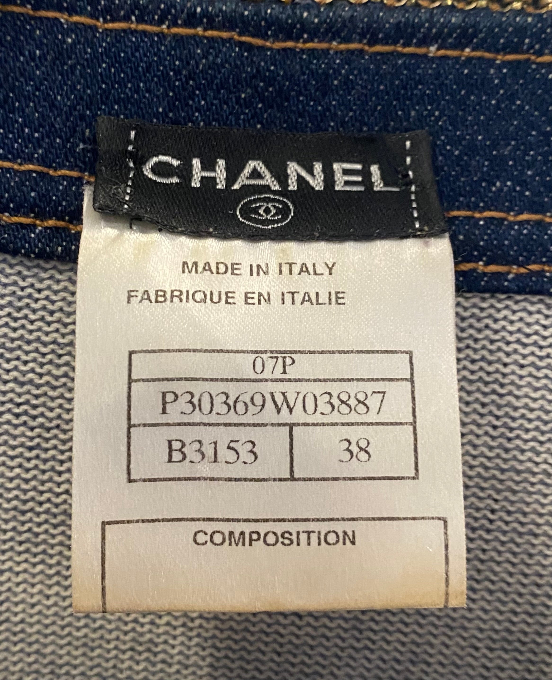 Chanel P07 Blue Denim Trimmed igan - 38 / US 6