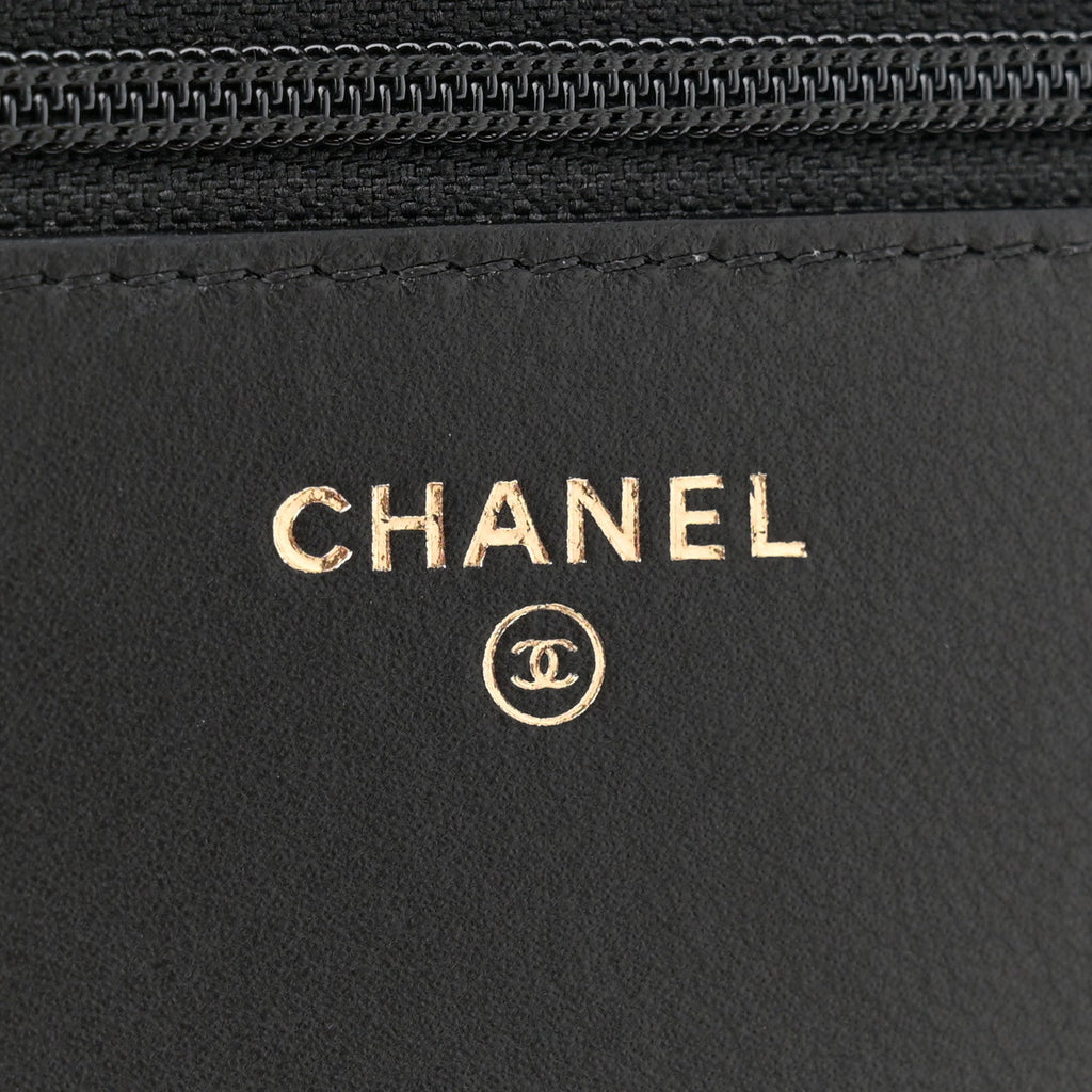 Velvet Pearl Diamond Embellished Wallet On Chain WOC Black