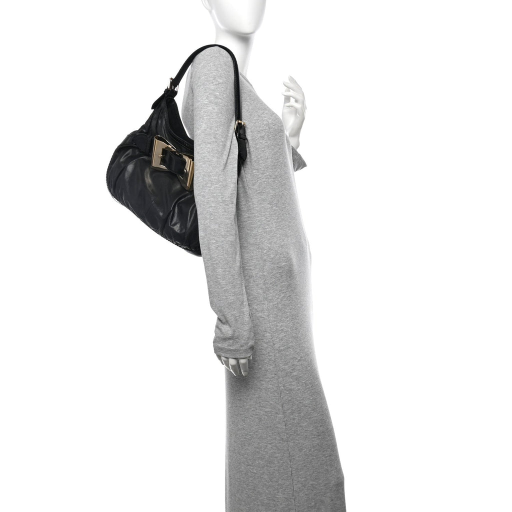 Calfskin Queen Bow Hobo Black