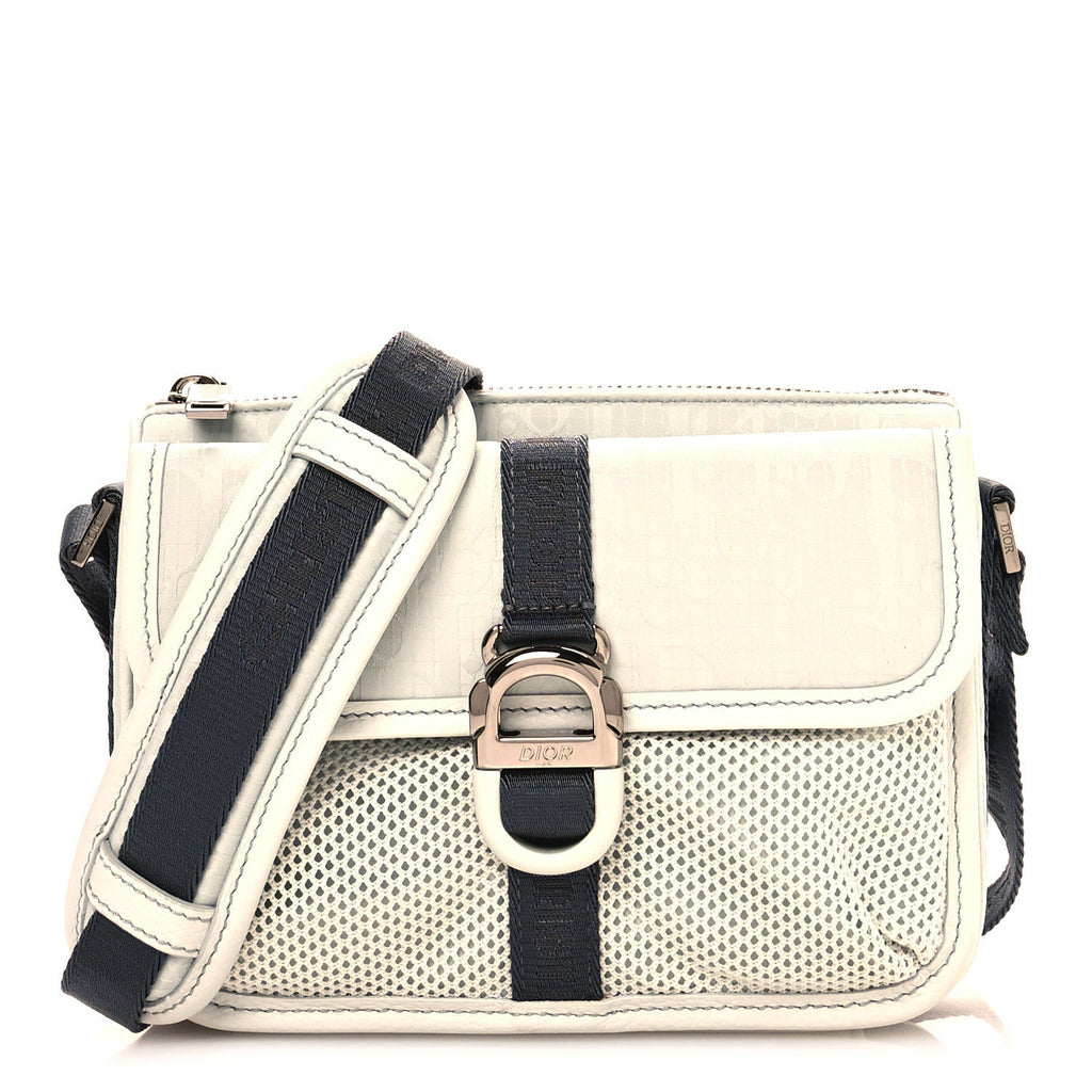 Technical Mesh Oblique Messenger Pouch Grey Blue