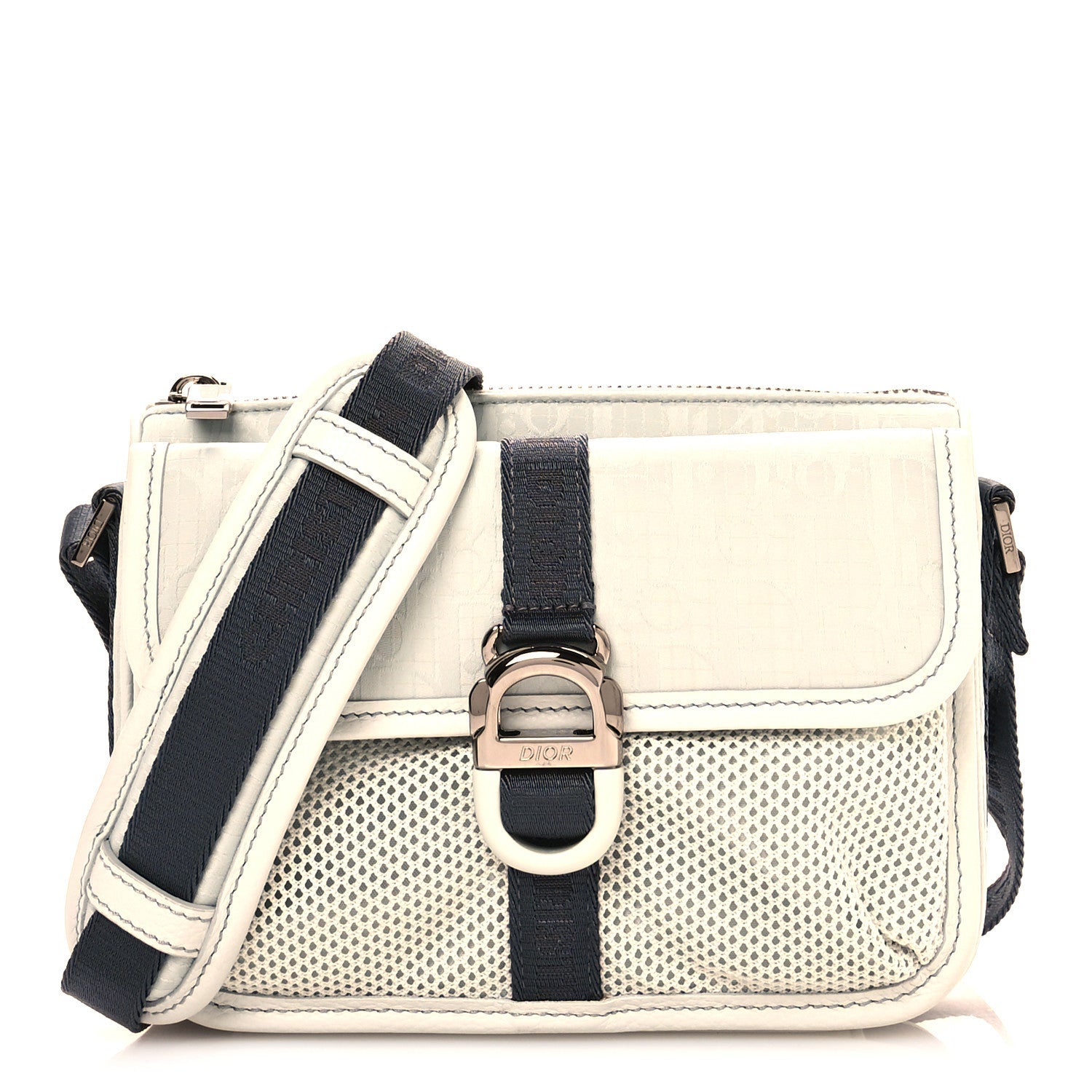 Technical Mesh Oblique Messenger Pouch Grey Blue