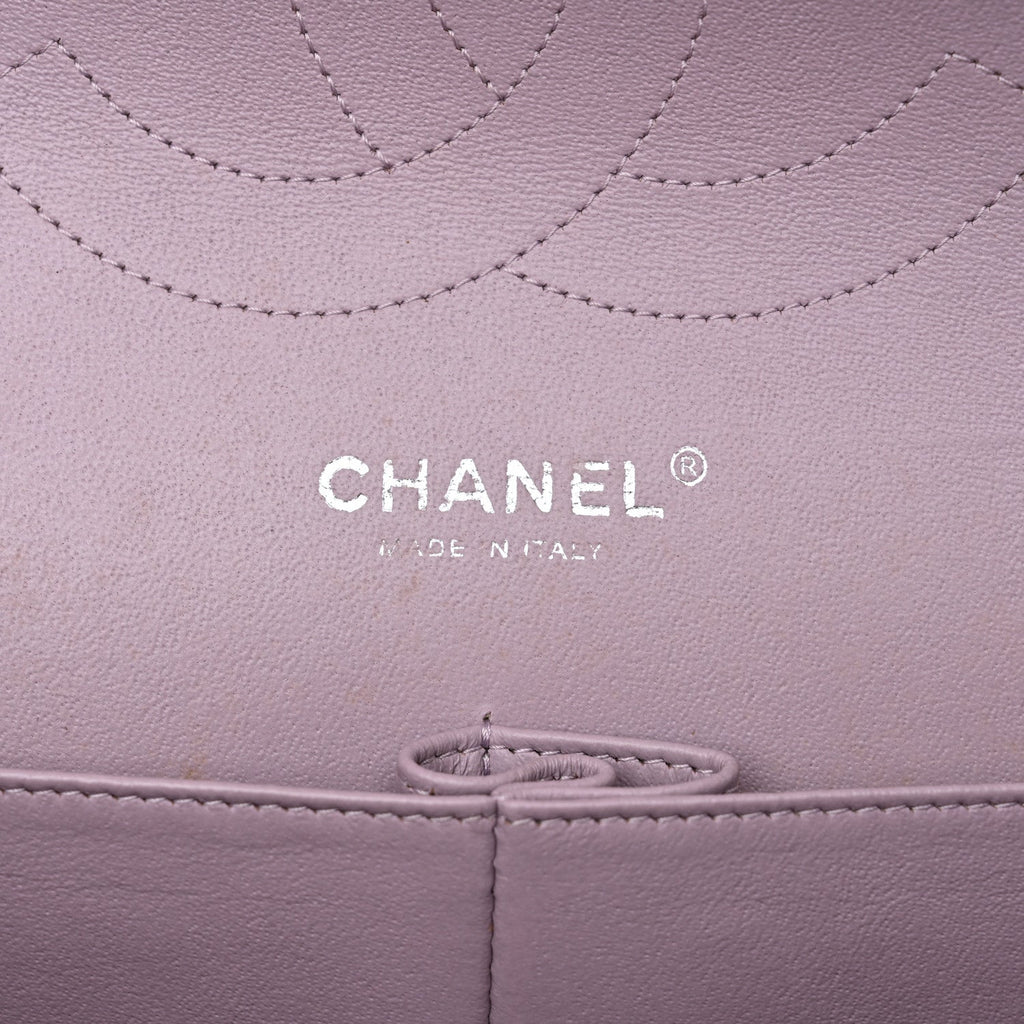 Lambskin Quilted Jumbo Double Flap Light Purple