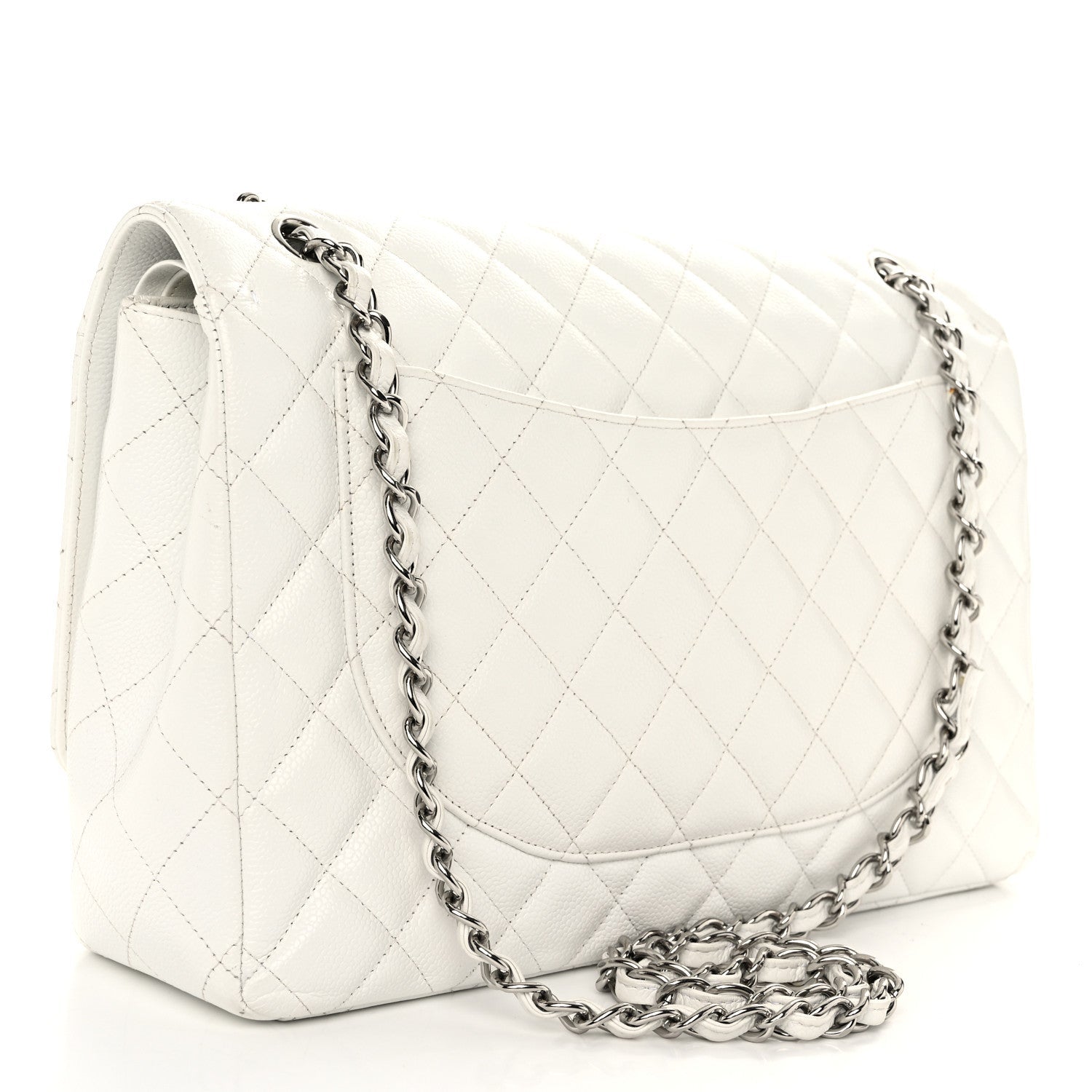 Caviar Quilted Maxi Double Flap White