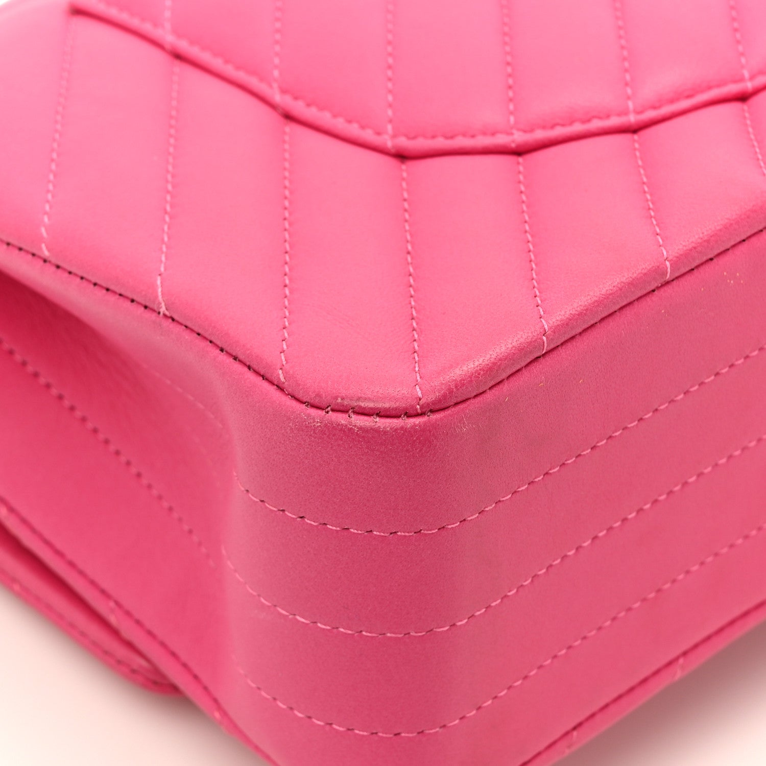 Lambskin Chevron Quilted Medium Double Flap Pink