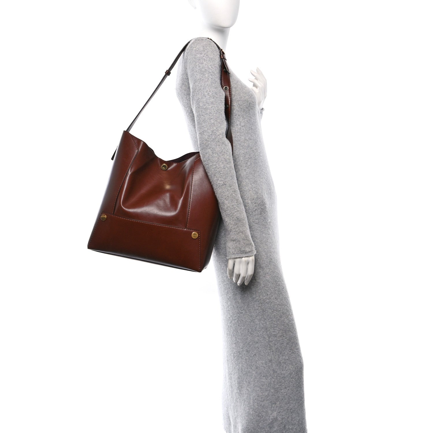 Eco Alter Nappa Popper Bucket Bag Cognac