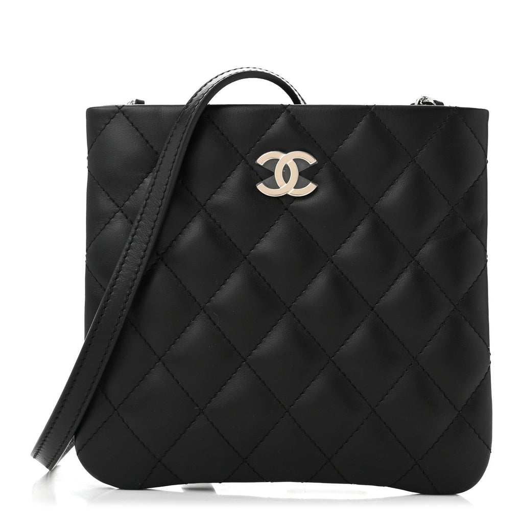 Lambskin Quilted Uniform Crossbody Bag Black