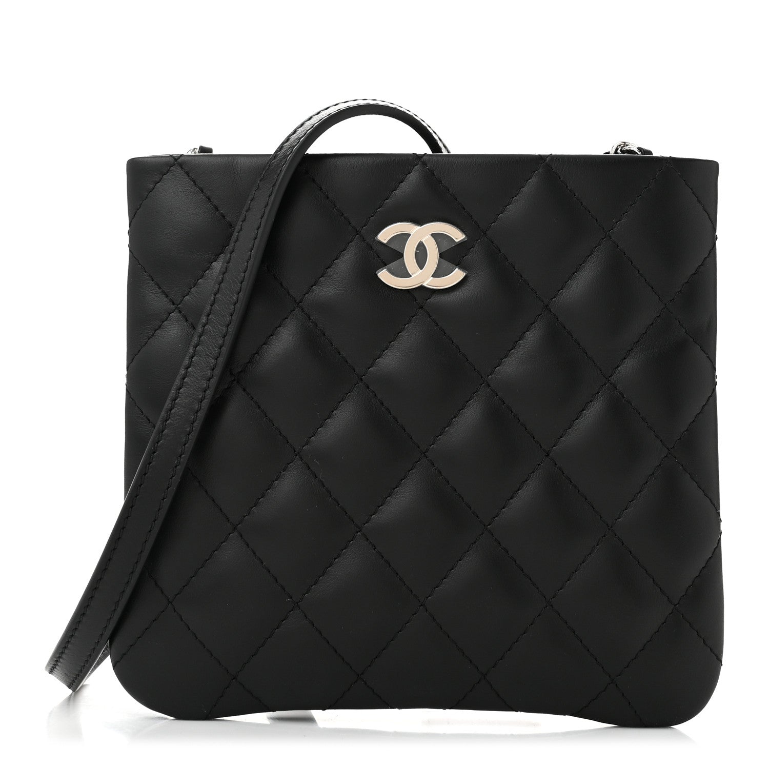Lambskin Quilted Uniform Crossbody Bag Black