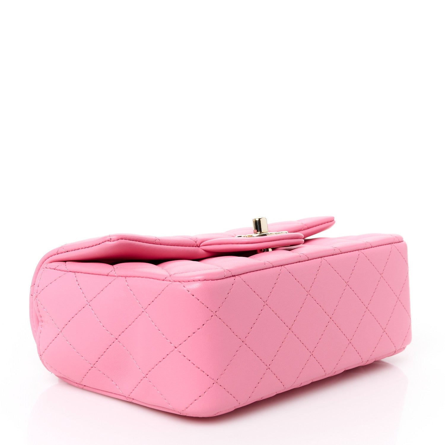 Lambskin Quilted Mini Top Handle Rectangular Flap Pink