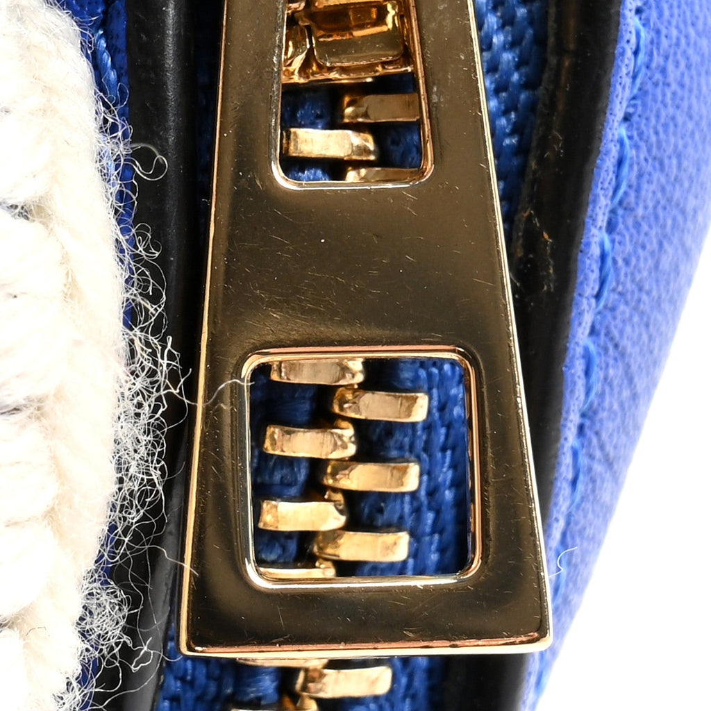 Calfskin Crochet Trip Bunny Charm Electric Blue