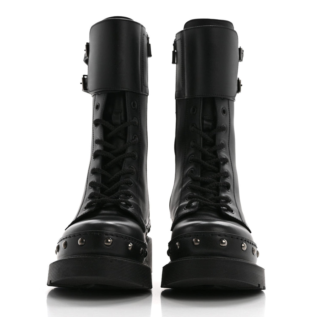 Calfskin Diorquake 25mm Combat Boots 38 Black