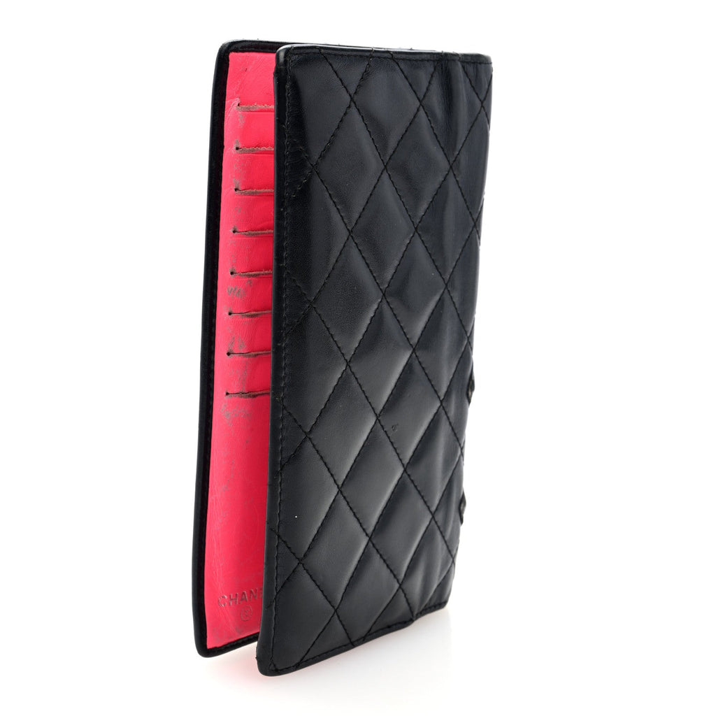 Calfskin Quilted Cambon Yen Wallet Black