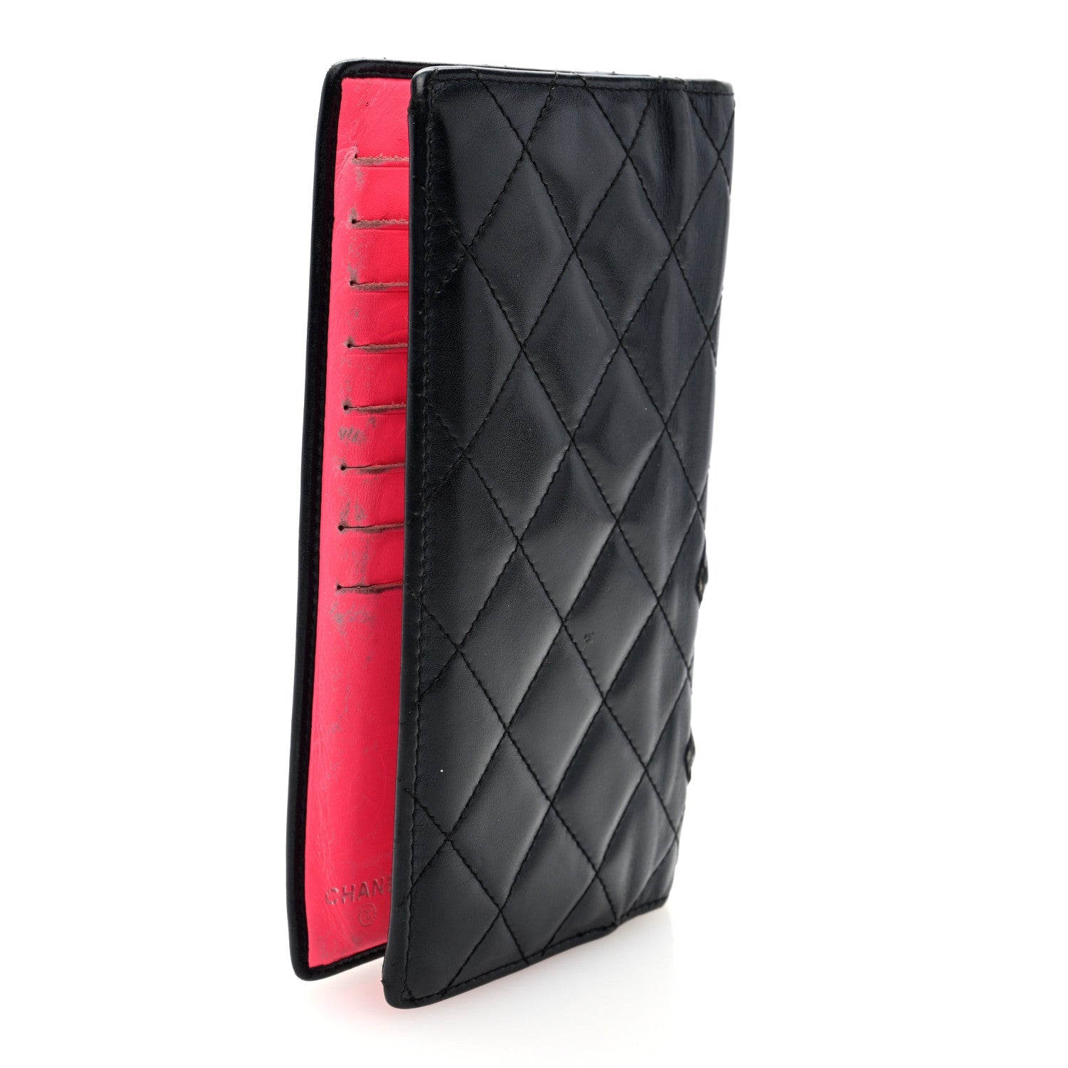 Calfskin Quilted Cambon Yen Wallet Black