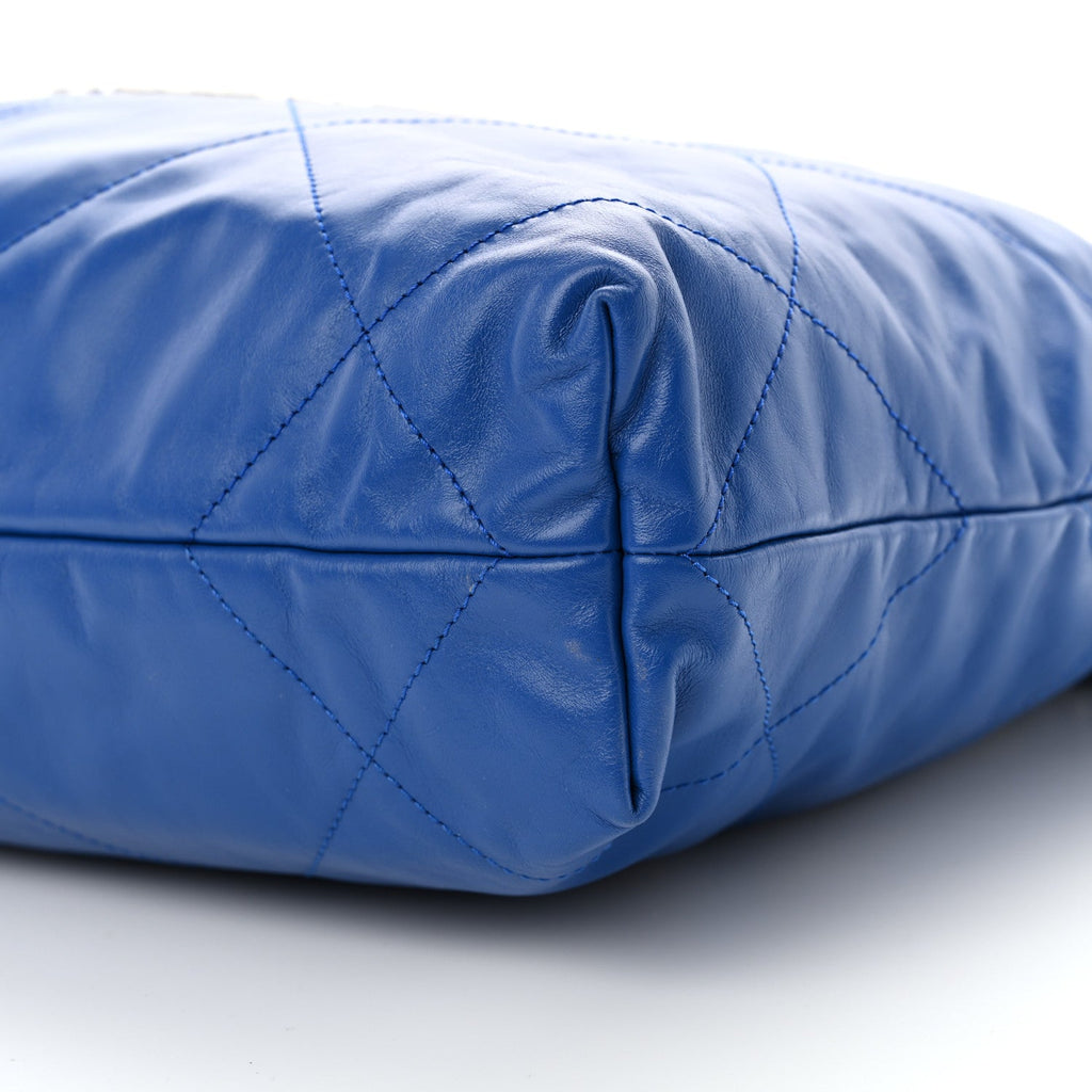 Shiny Calfskin Quilted Small Chanel 22 Dark Blue