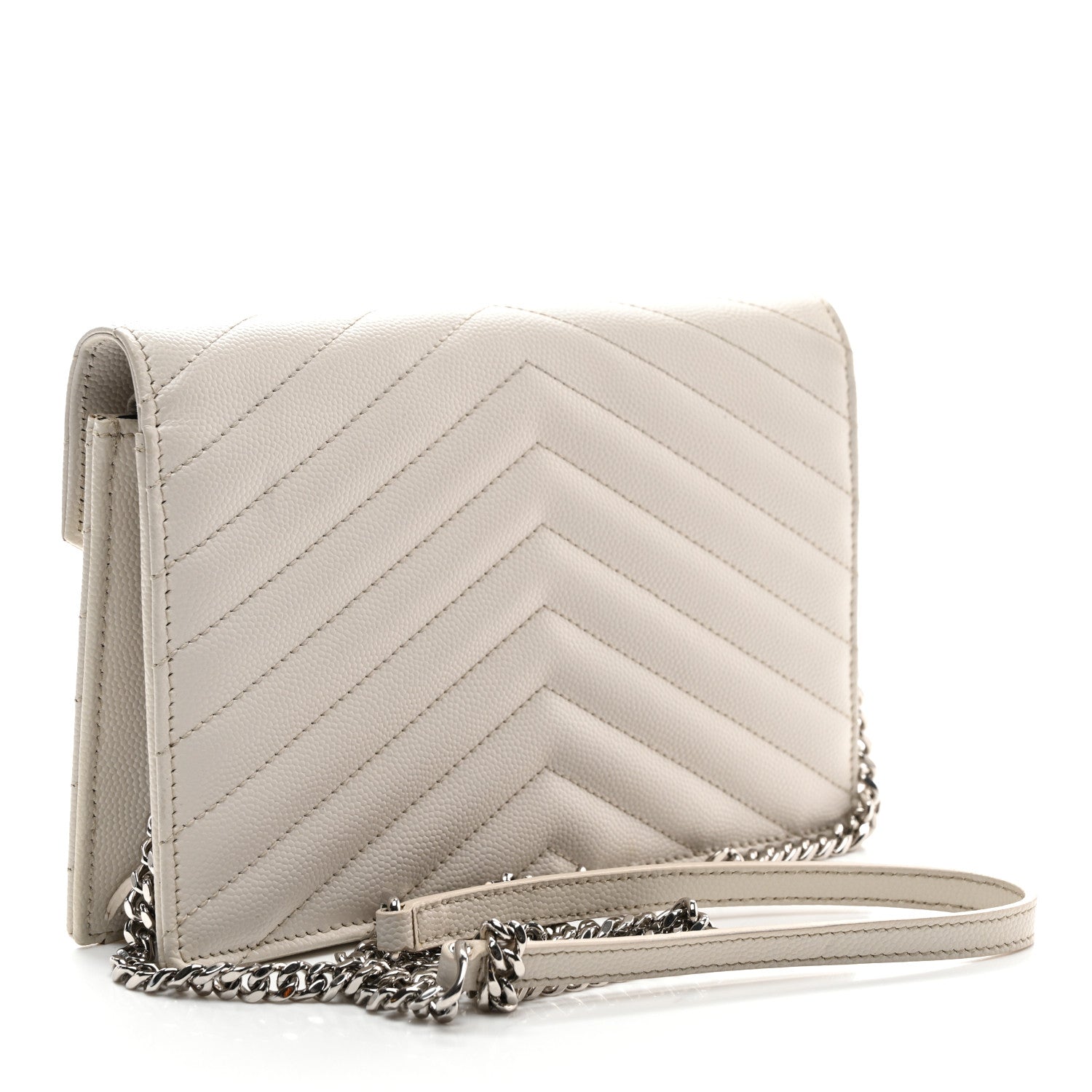 Grain De Poudre Matelasse Chevron Monogram Envelope Chain Wallet Crema Soft
