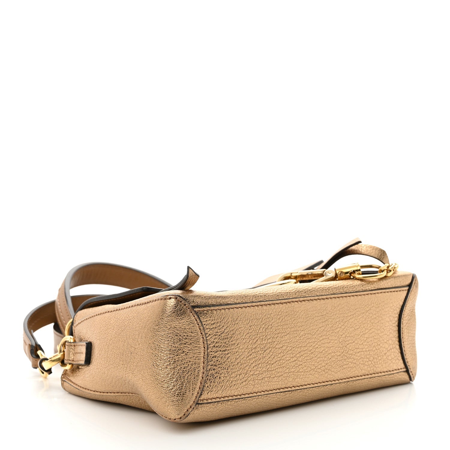 Metallic Calfskin Mini Faye Day Shoulder Bag Gold
