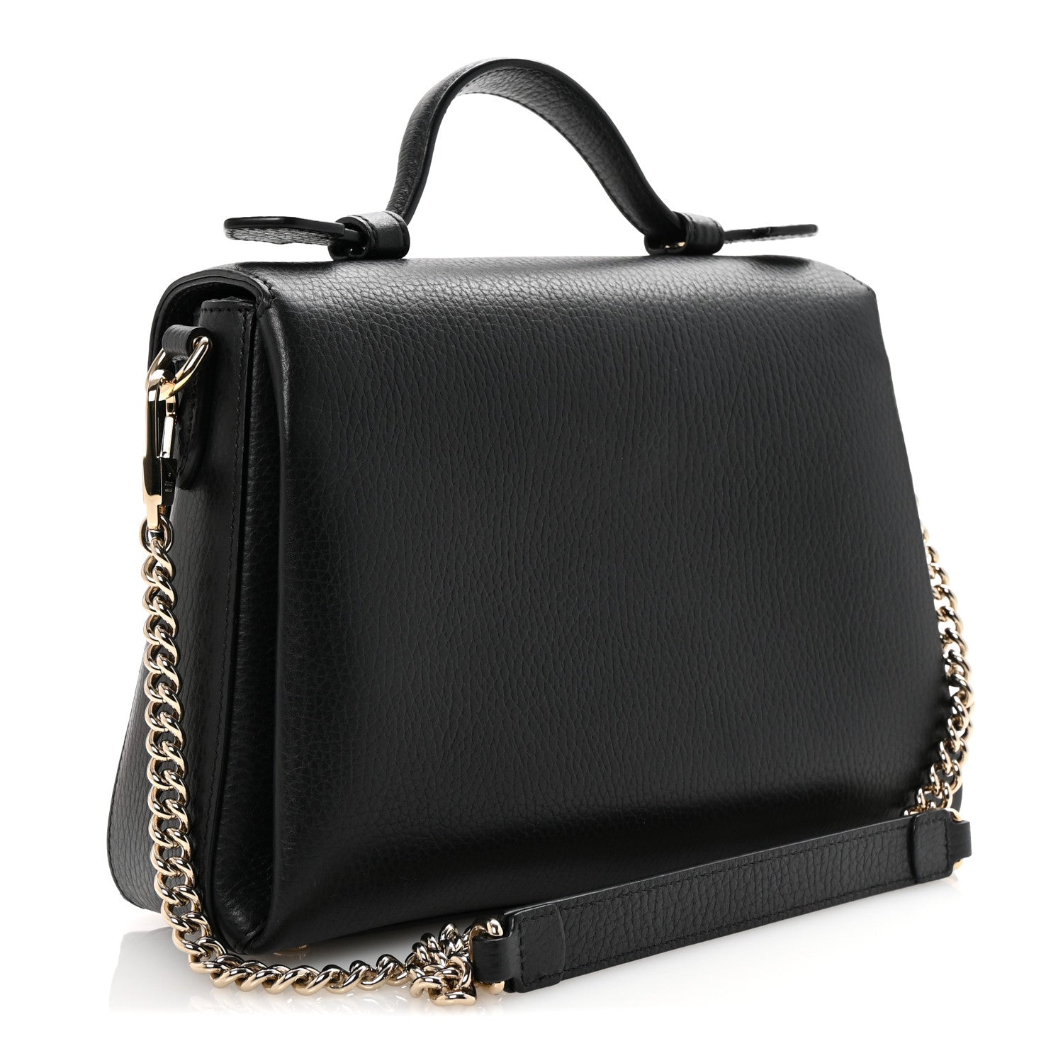 Dollar Calfskin Interlocking G Top Handle Shoulder Bag Black