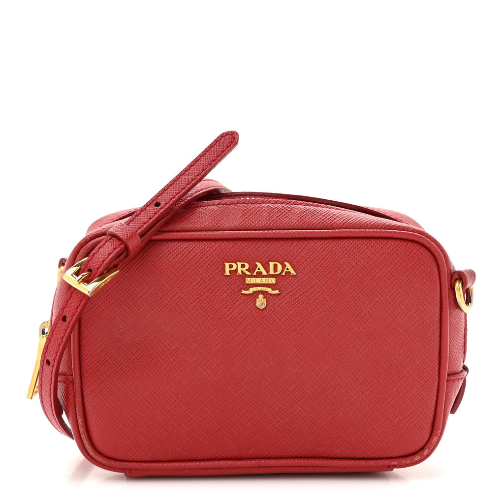 Saffiano Mini Camera Crossbody Bag Fuoco