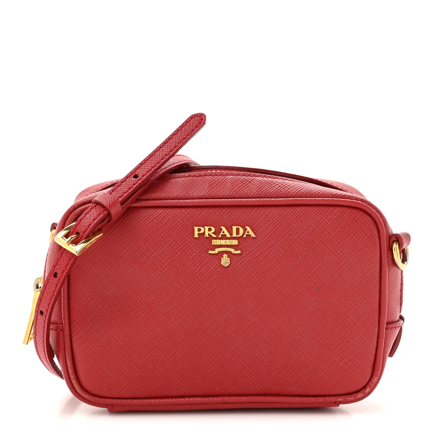 Saffiano Mini Camera Crossbody Bag Fuoco