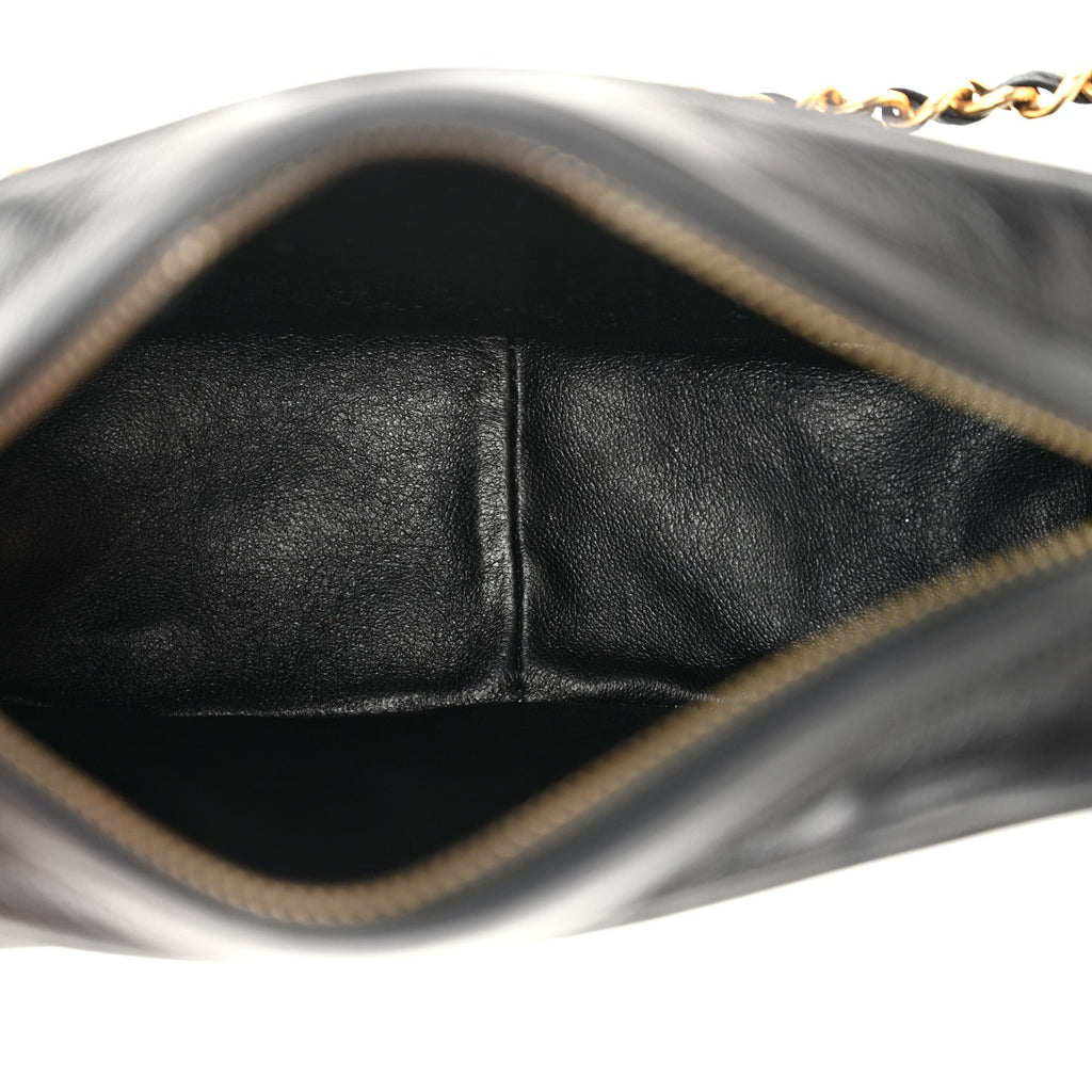 Lambskin Quilted Tassel Camera Case Black