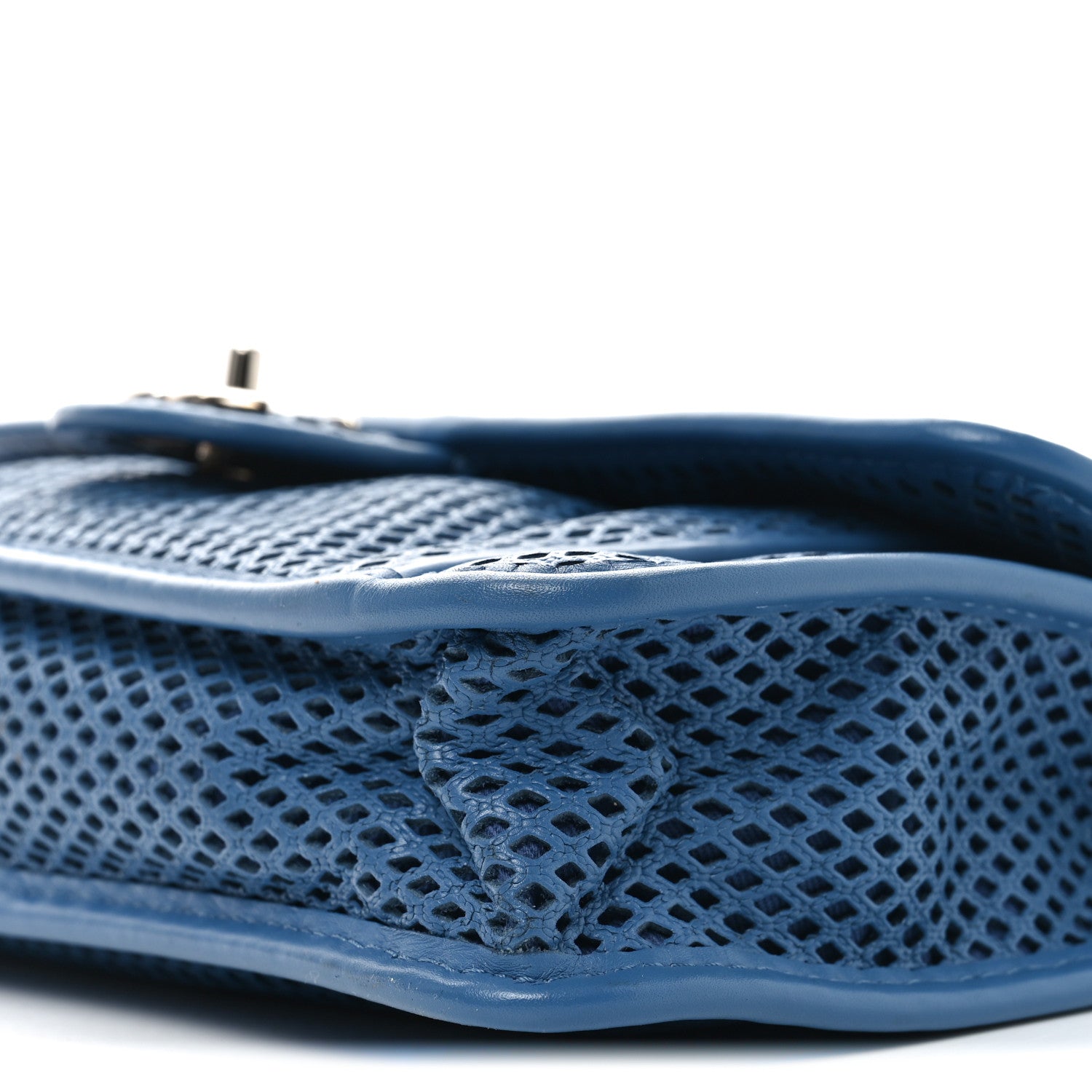 Perforated Calfskin Large Up In The Air Flap Blue