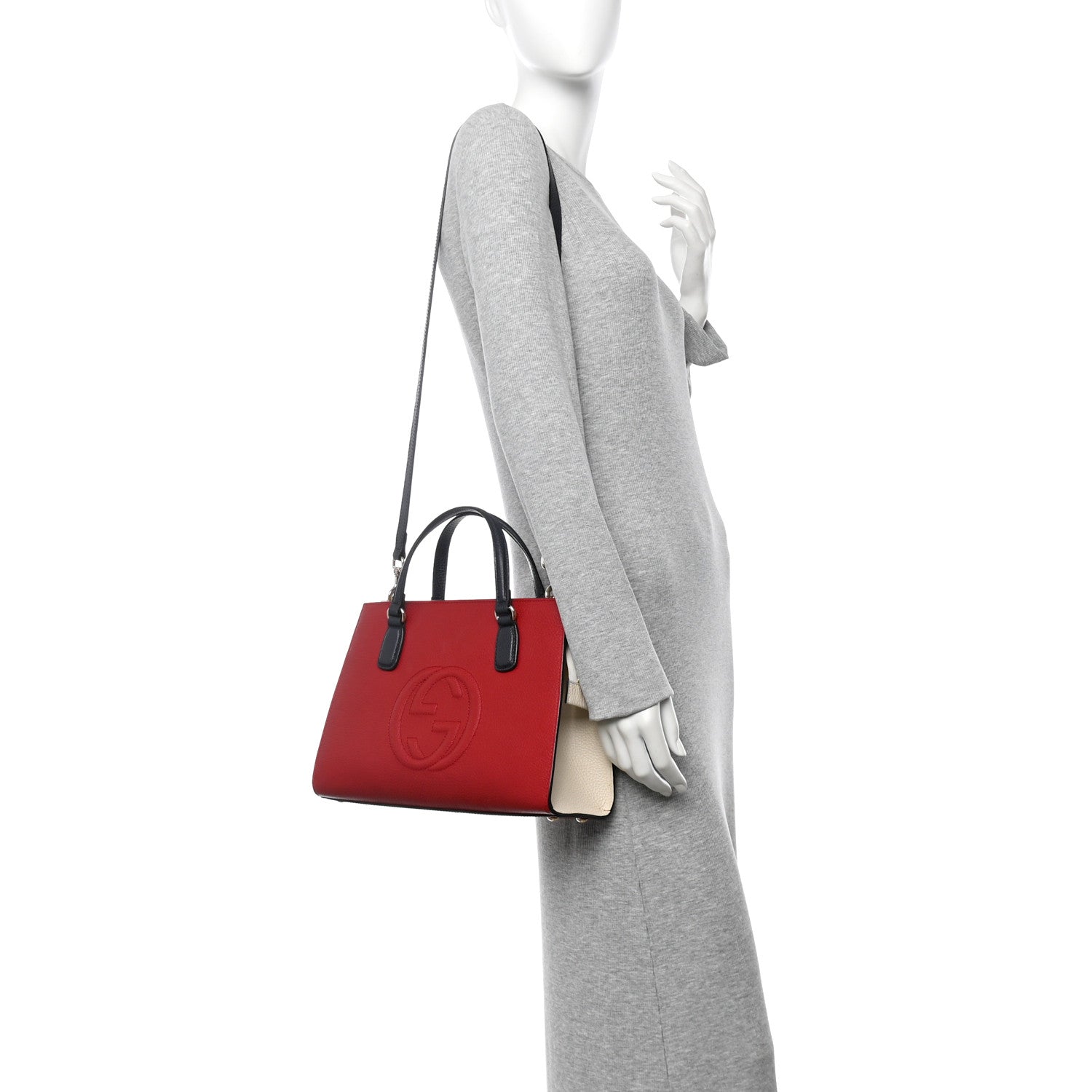 Dollar Calfskin Medium Soho Top Handle Satchel Hibiscus Red Mystic White Blue