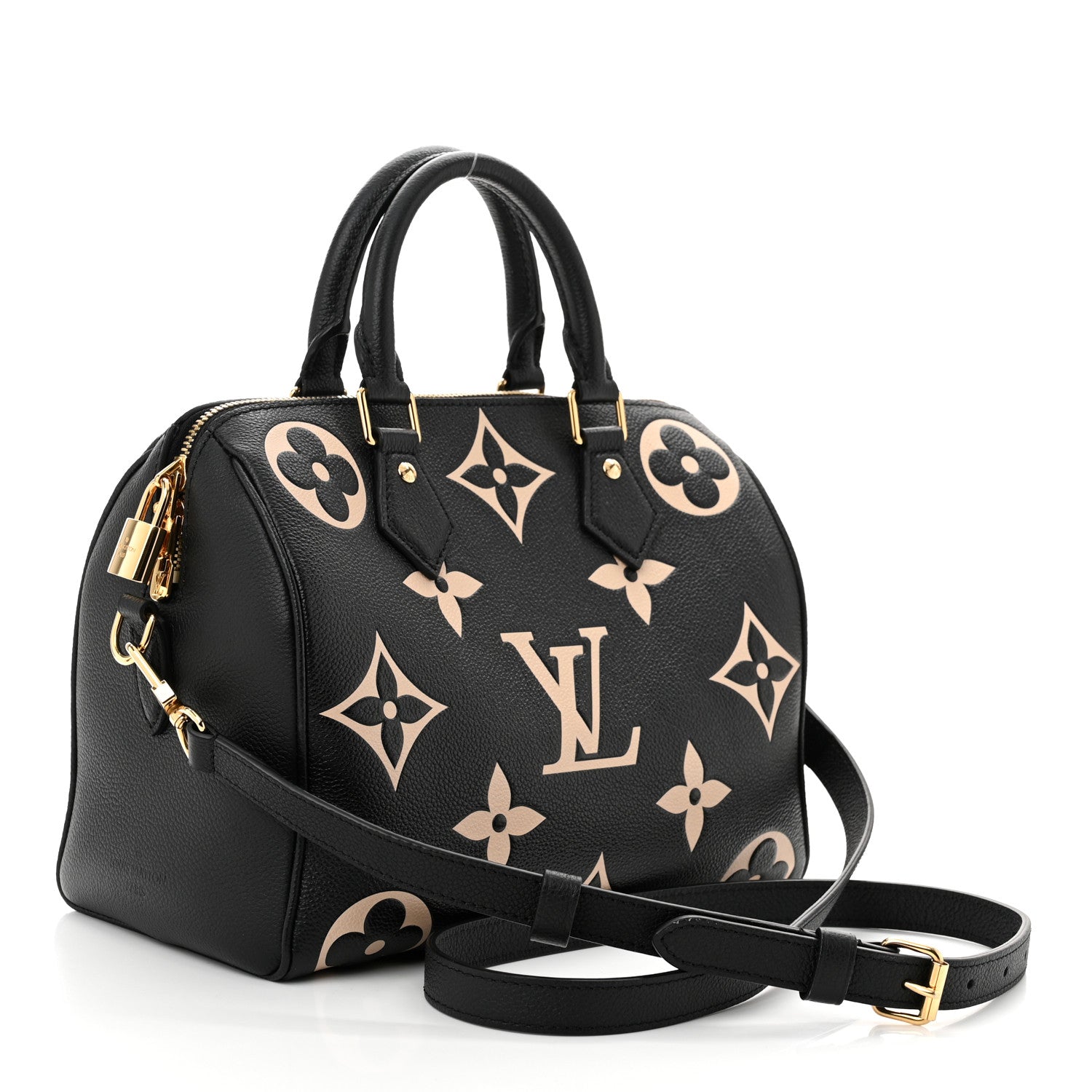 Empreinte Monogram Giant Speedy Bandouliere 25 Black Beige