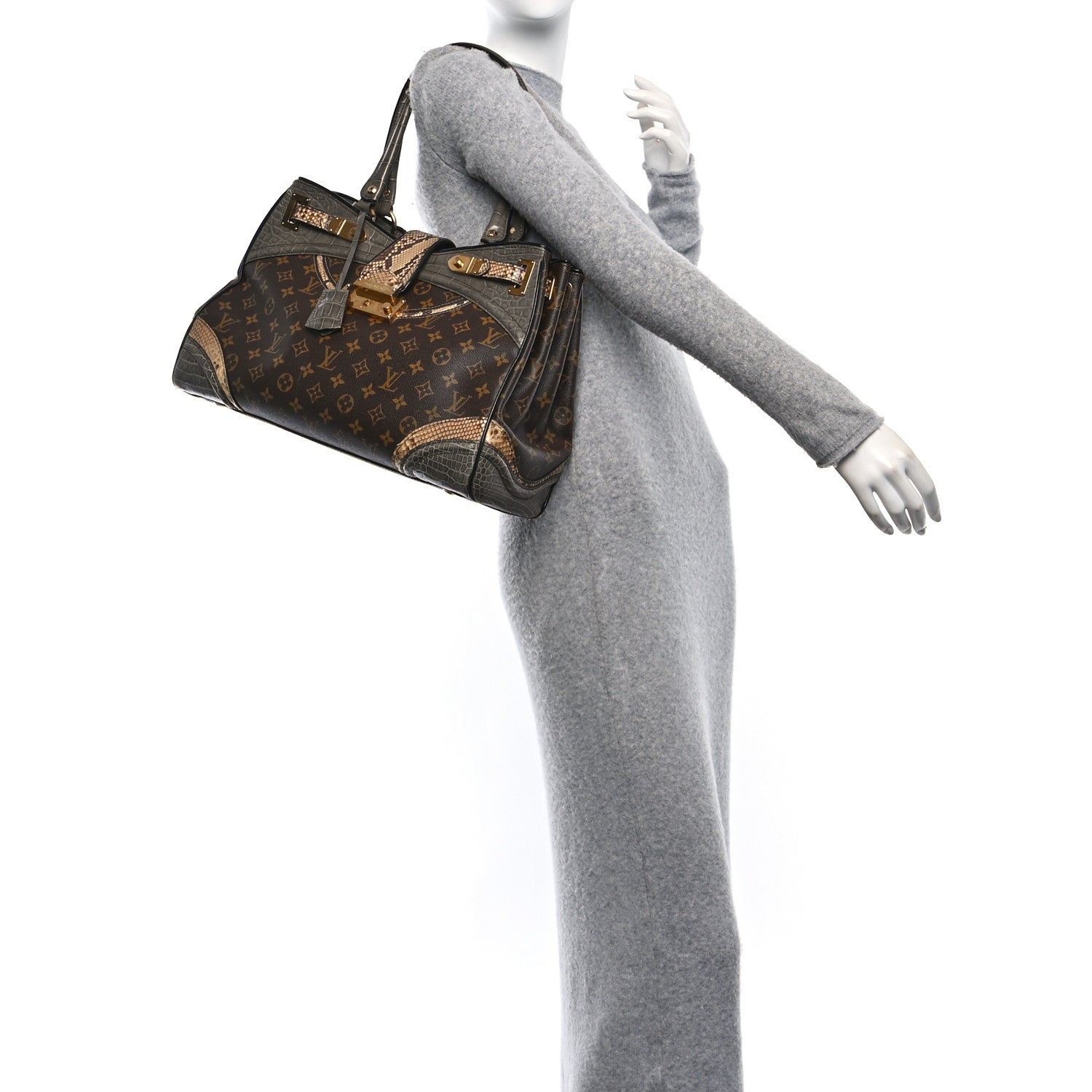 Monogram Snakeskin Alligator Monogramissime Exotic Shopper GM Gris