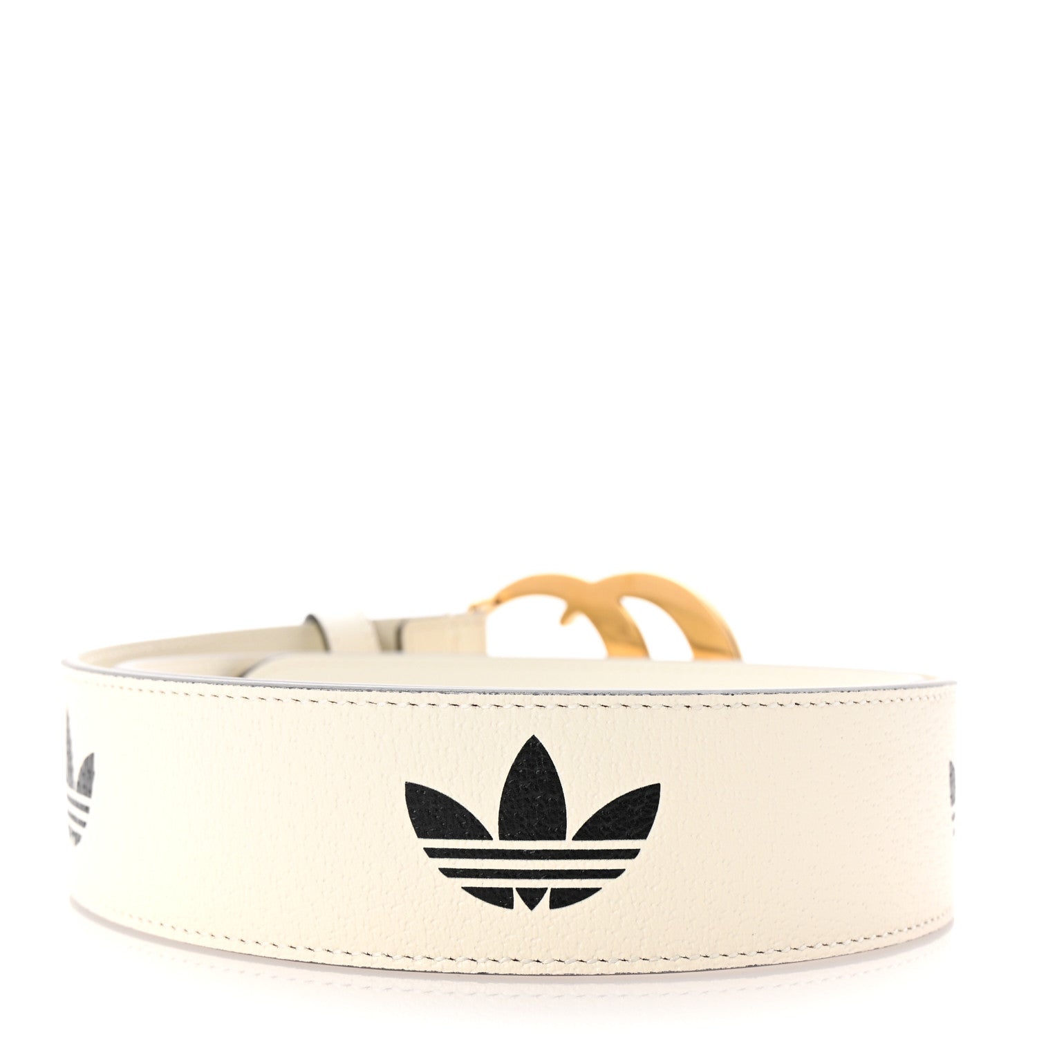 X ADIDAS Textured Dollar Calfskin Double G 40mm Belt 85 34 White Black