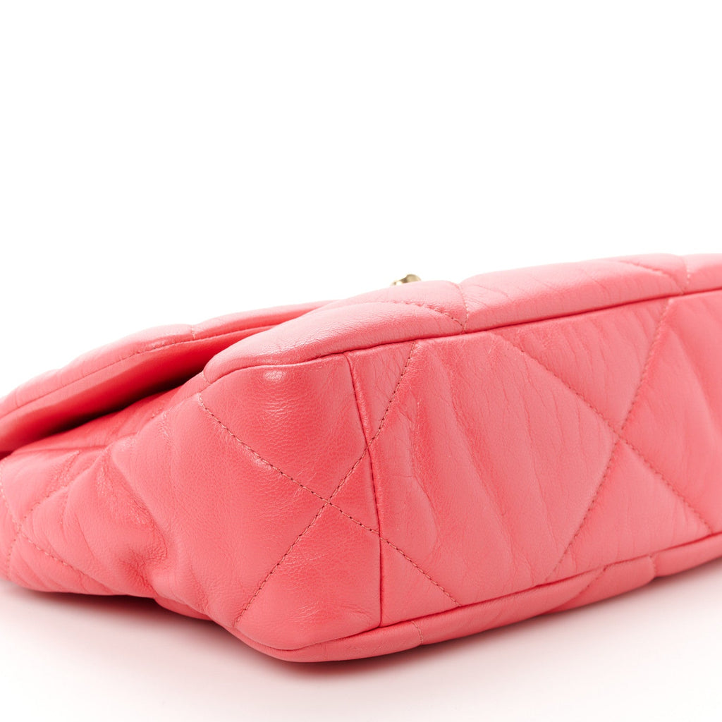 Lambskin Quilted Medium Chanel 19 Flap Dark Pink