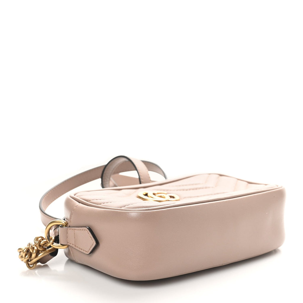 Calfskin Matelasse Mini GG Marmont Chain Shoulder Bag Porcelain Rose