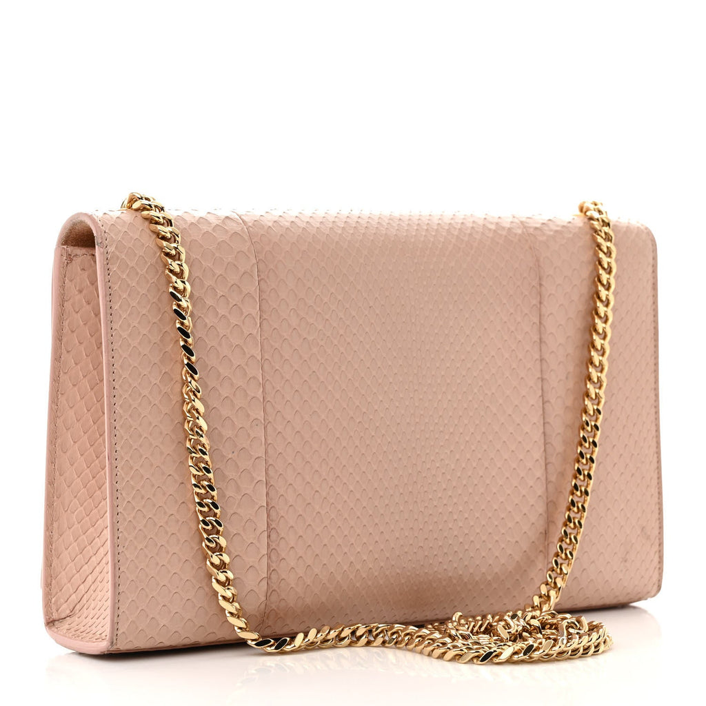 Snakeskin Medium Classic Monogram Kate Tassel Satchel Beige