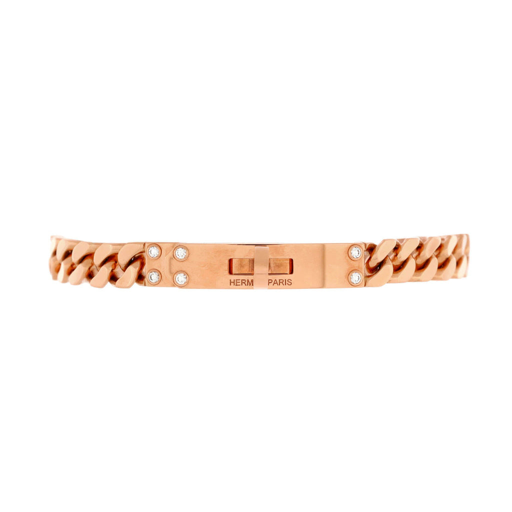 Kelly Gourmette Bracelet 18K Rose Gold with Diamonds Very Small
