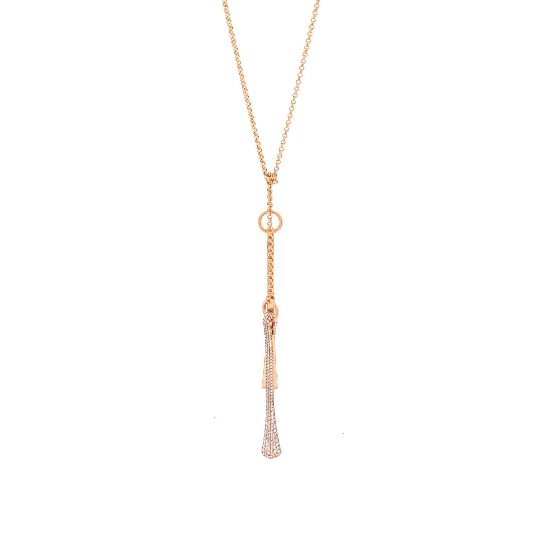 Clou De Forge Lariat Necklace 18K Rose Gold and Diamonds