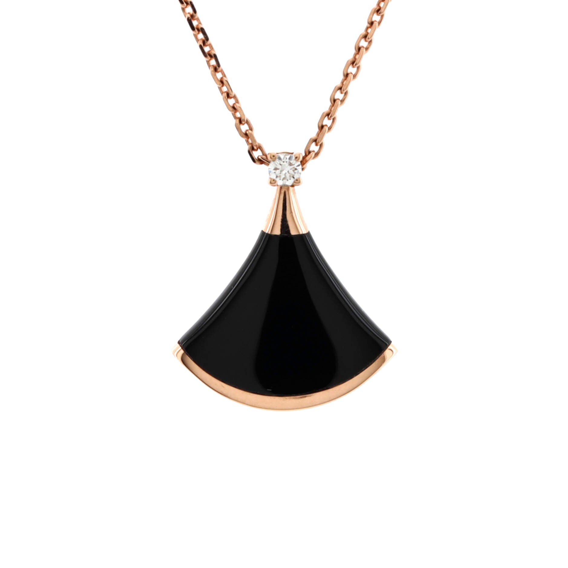 Divas' Dream Pendant Necklace 18K Rose Gold with Onyx and Diamond Small